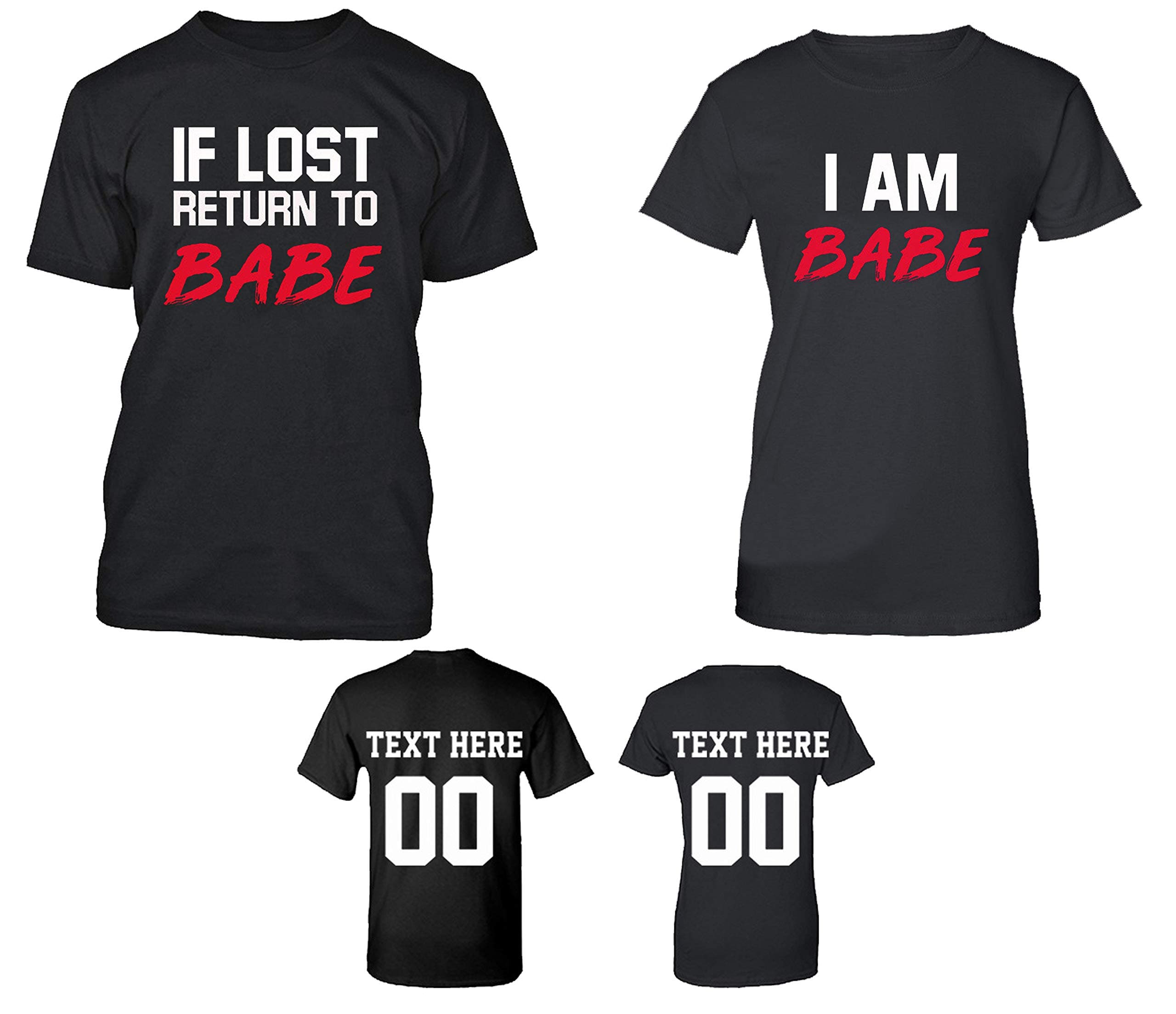 CRAZYDAISYWORLD If Lost Return to Babe Customized Text Name Design Couple Hoodie, Crewneck Sweatshirt, Tshirt, Tank top