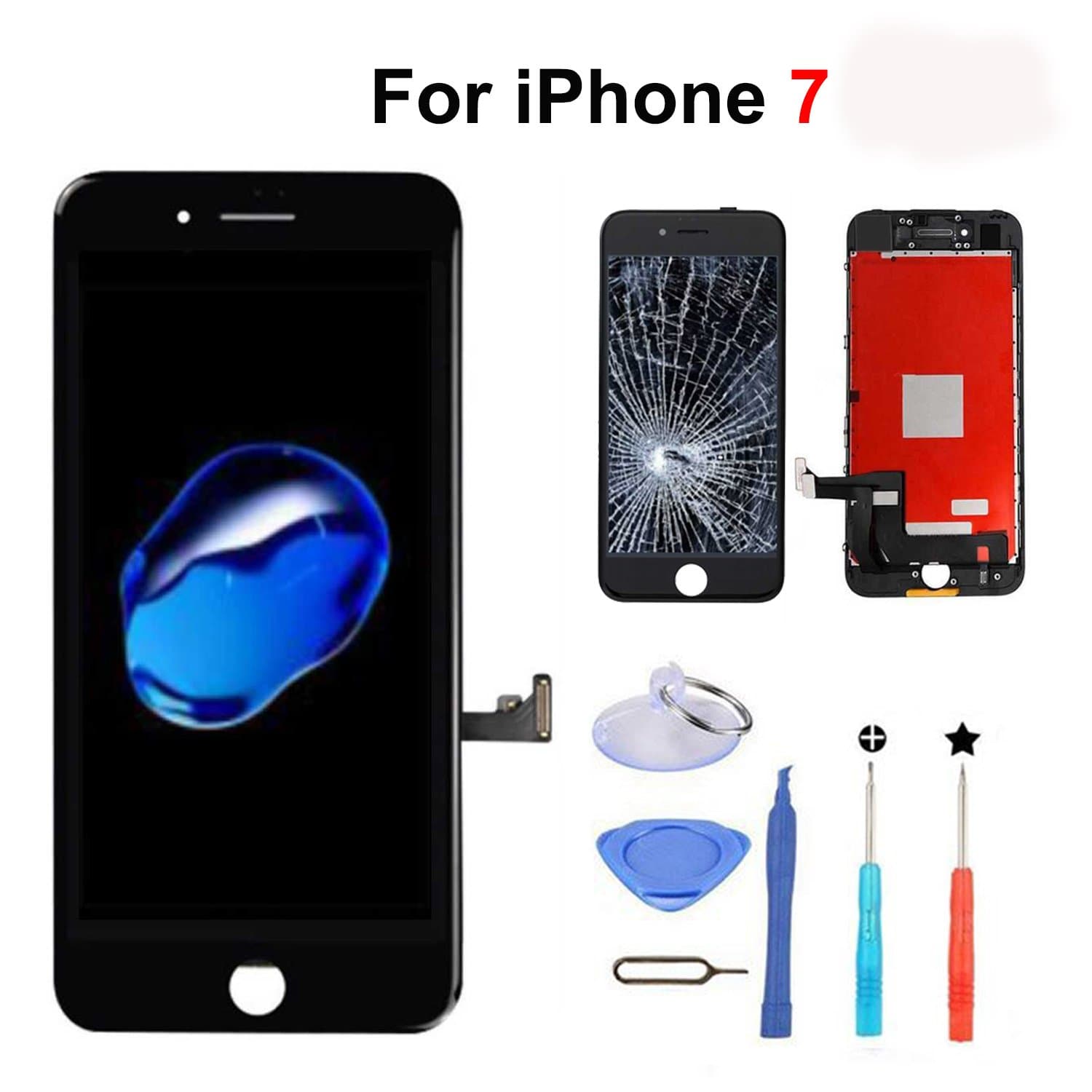 LCD Touch Digitizer Display Replacement Screen for iPhone 7 with Tools (Black)