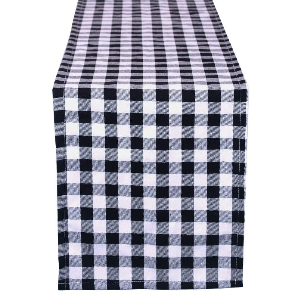 FABRIC DIRECT Pack of 2 Buffalo Check Table Runner - Black and White Indoor Outdoor Plaid Table Cover, Woven Cotton Machine Washable Table Cloth Runners for Party, Dinner- 12 x 108 Inch