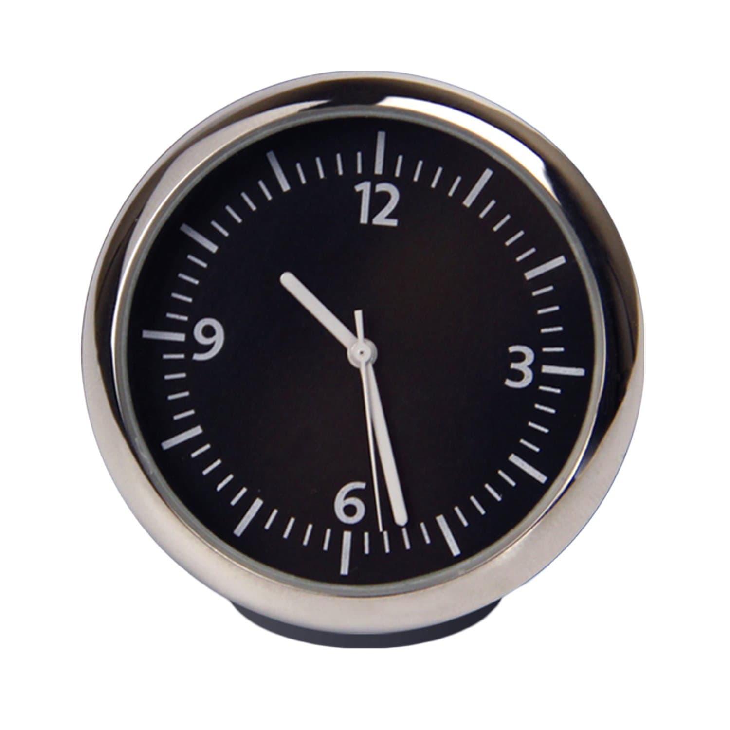 Small Car Dashboard Clock Table Classic Round Analog Clock Car Home Decoration Black 1.57 Inch