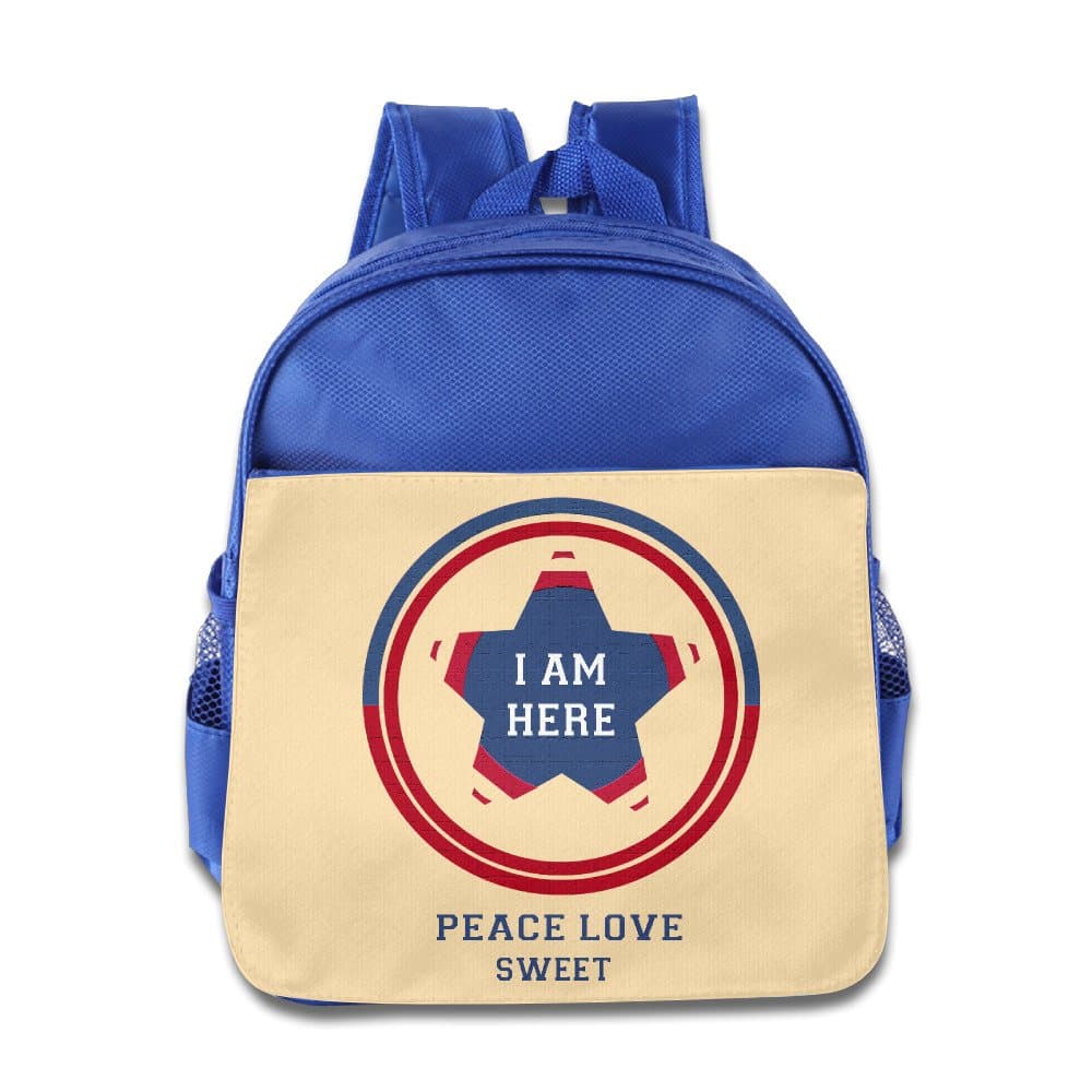 I Am Here Peace Love Kids School Backpack Bag
