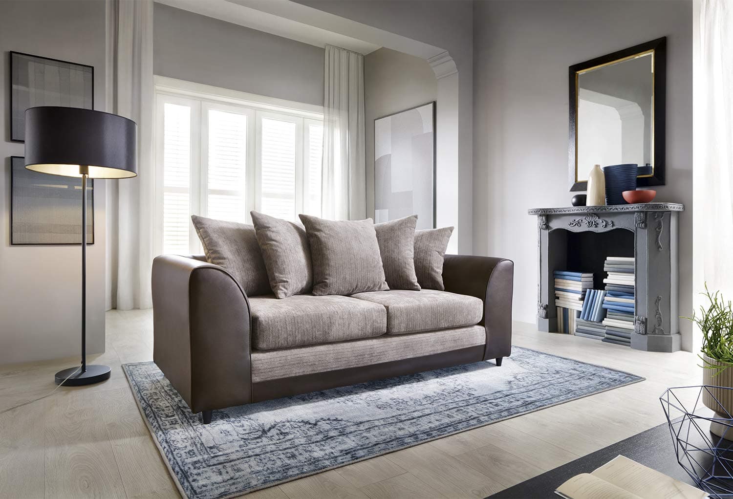 Dylan Abakus Direct Byron Corner Group Sofa Brown and Beige Right or Left (3 Seater)