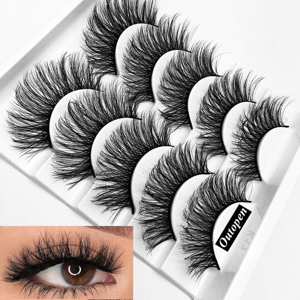 Mixed 3D Mink False Eyelashes Dramatic Long Fake Lashes Full Strips Thick Cross Wispy Volume Fluffy Eye Makeup Tools 5 Pairs