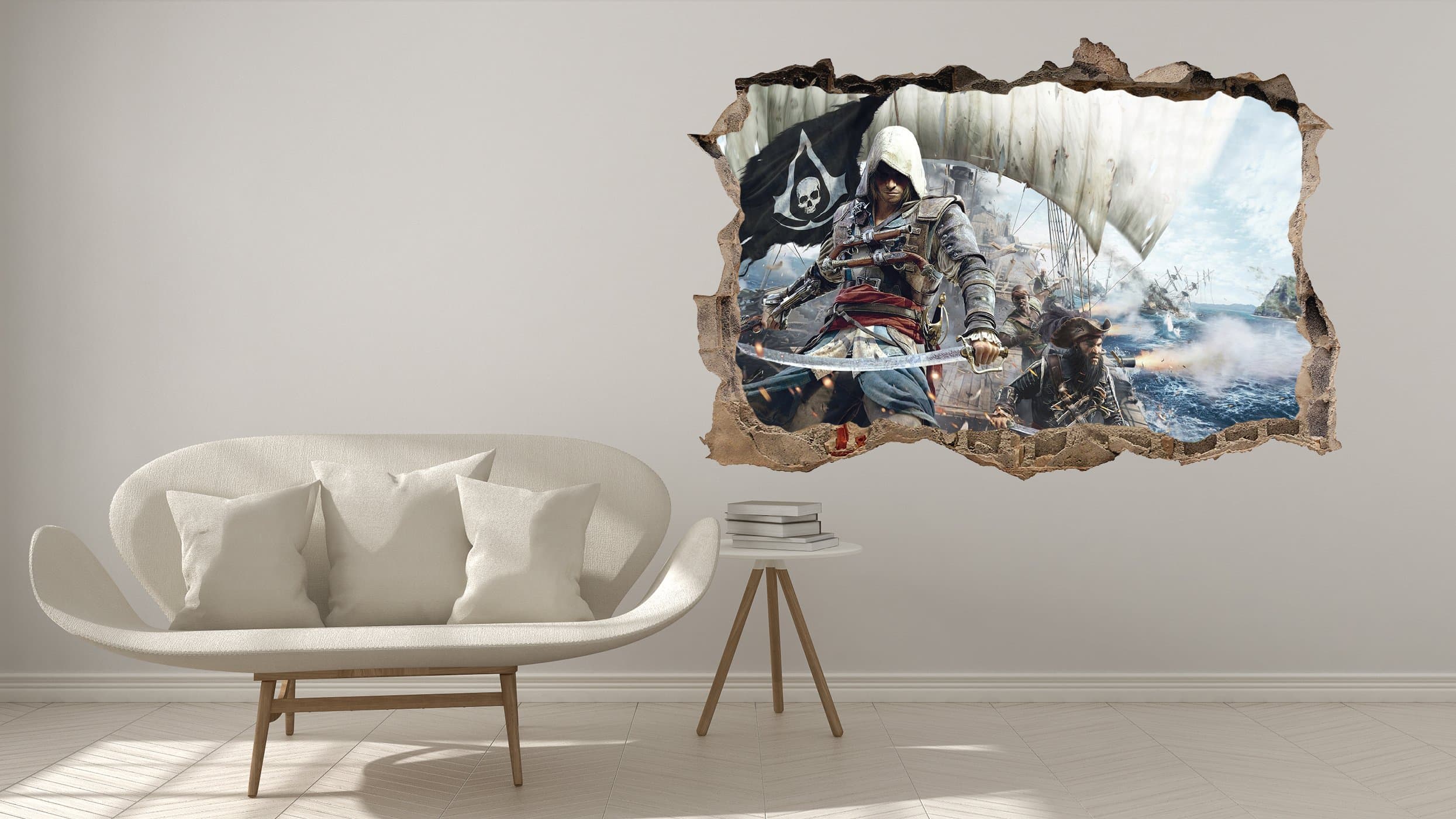 Assassin's Creed 3D Effect - Brake Wall Effect 3D - Wall Decal For Room Boys Girls Unisex (Wide 33’’x22’' Height)