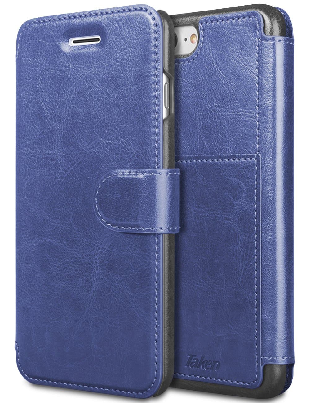 Taken Iphone 7 Plus Case - PU Leather Wallet Case with Card Slots for Iphone 7 Plus 5.5inch (Blue)