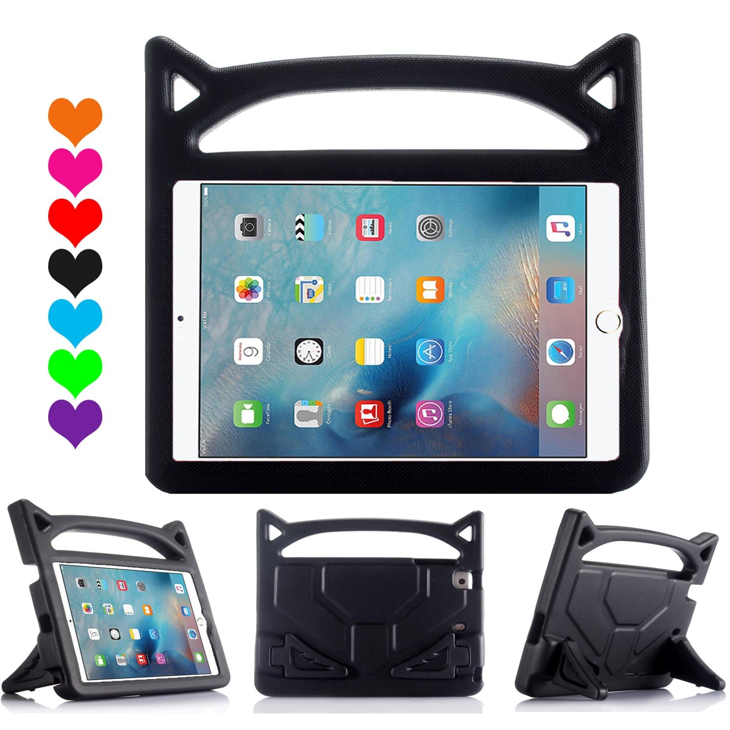 Lmaytech iPad 9.7 2018 & 2017 Release/iPad Air Case, Light Weight Shock Proof Handle Stand Case Cover Kids Friendly for Apple iPad 9.7" (6th Gen, 5th Gen) / iPad Air (Black)