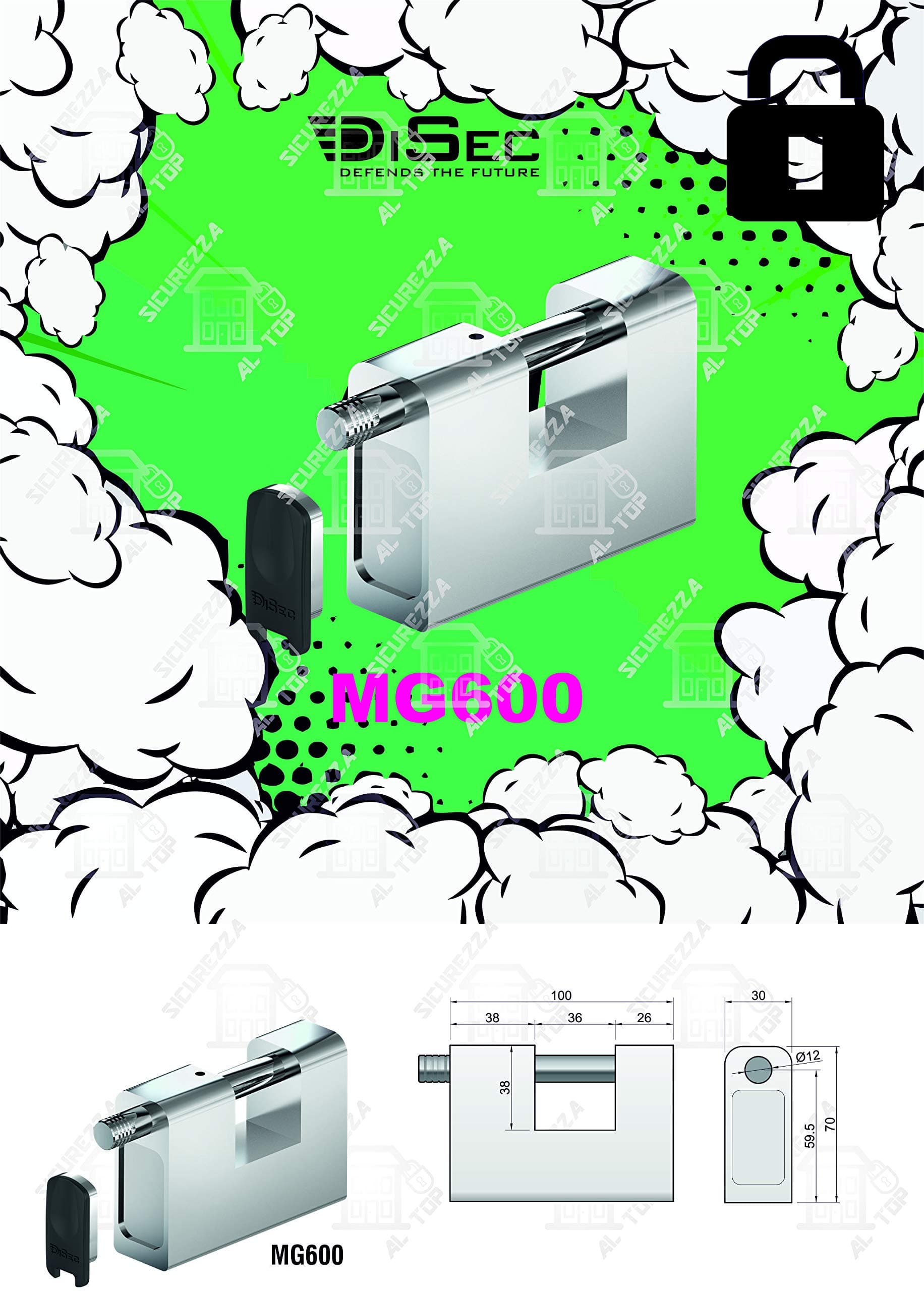 DISEC LUCCHETTO DI SICUREZZA MAGNETICO INOX