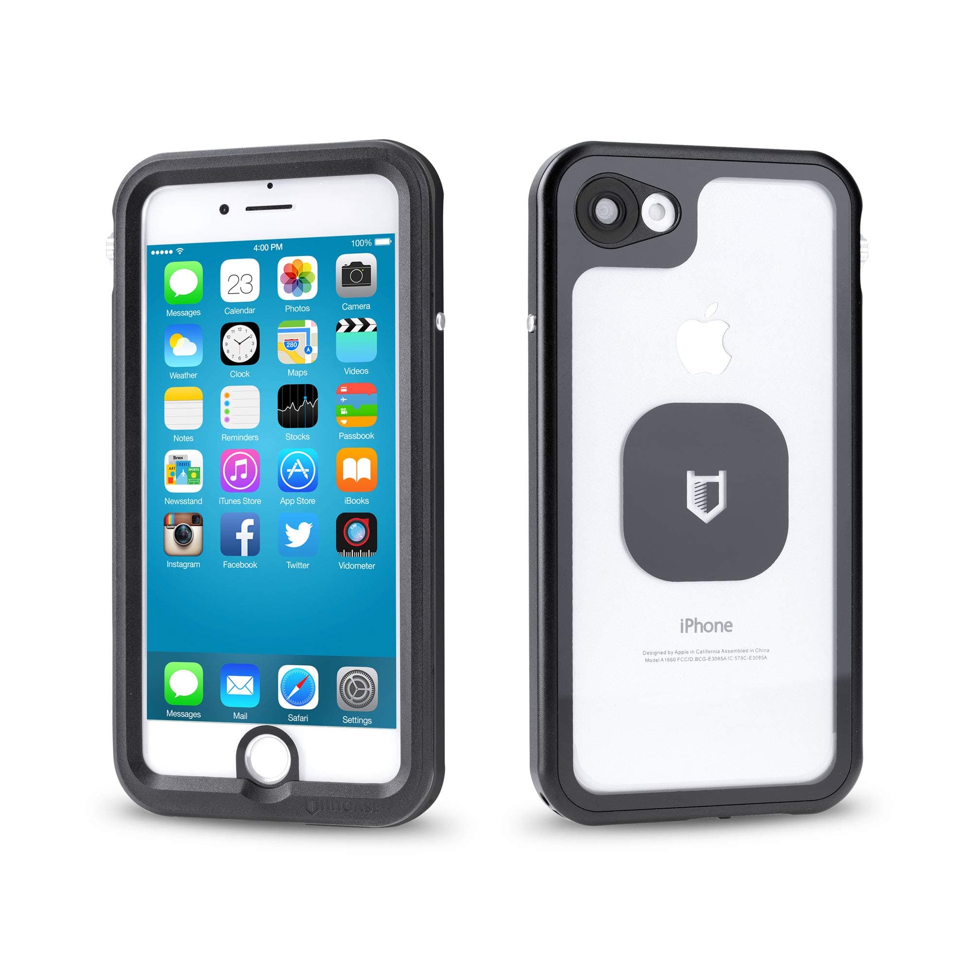 HITCASE SHIELD LINK iPhone 7 / 8 Plus Case -Thinnest Waterproof Protective Aluminum Case / Durable Mountable Snowproof Underwater Cover Magnetic Lens Fully Sealed Screen Protector (BLACK)