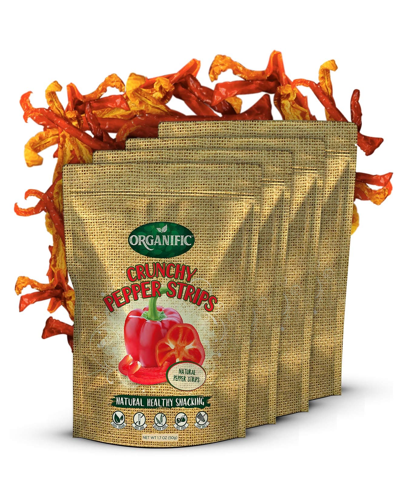 CRUNCHY PEPPER STRIPS - DEHYDRATED (Pepper, 4 pack)