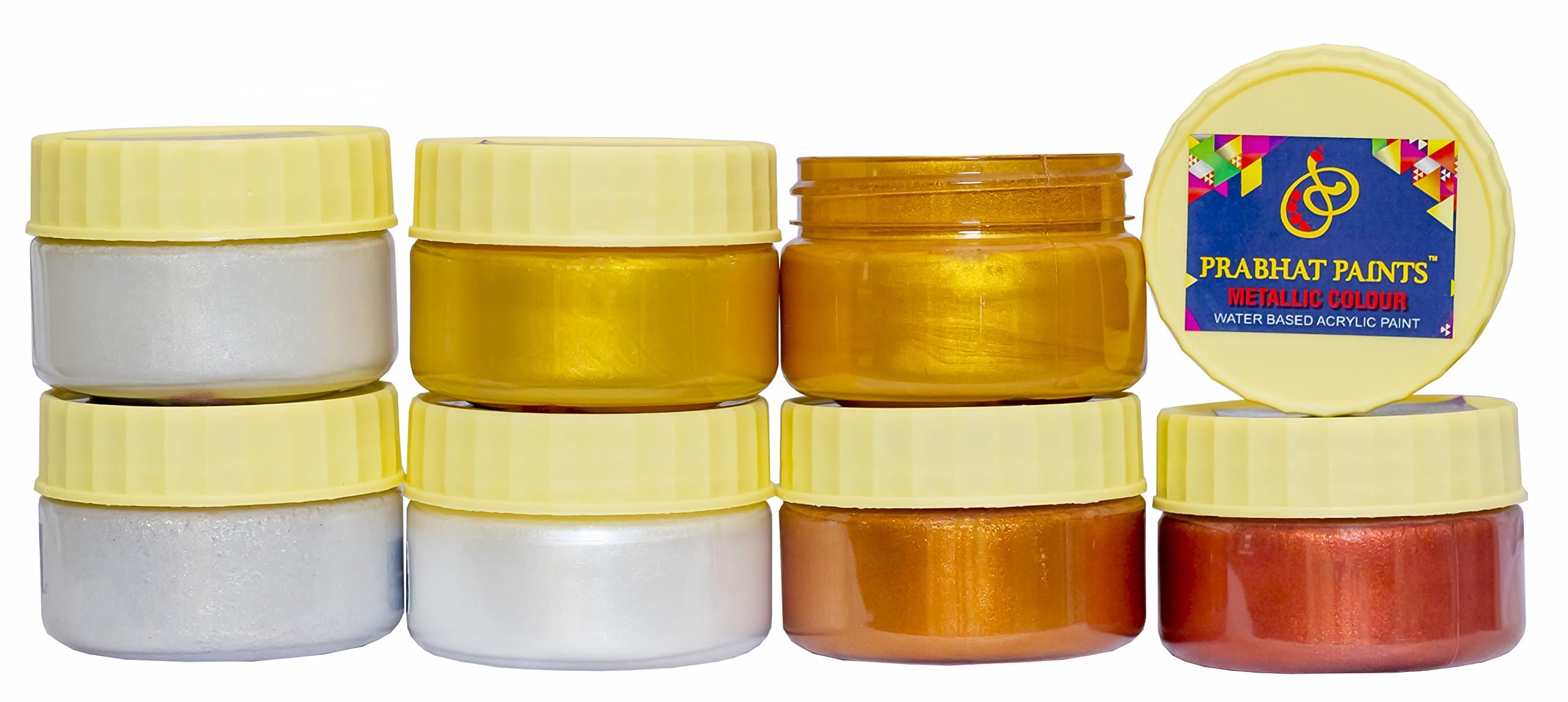 Prabhat Paints Water Based 7 Piece Water Based Metallic/Pearl Colours - 50 gm Each