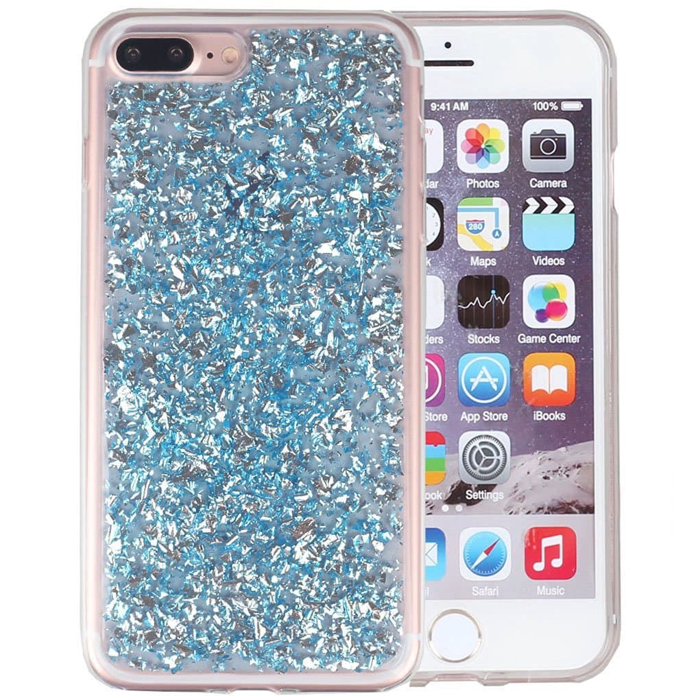iPhone 7 Plus Case, iPhone 8 Plus Case, MAXCURY Soft TPU Gold Platinum Luxury Bling Glitter Sparkle Hybrid Bumper Case for iPhone 7 Plus/8 Plus (iPhone 7 Plus/8 Plus, Blue)