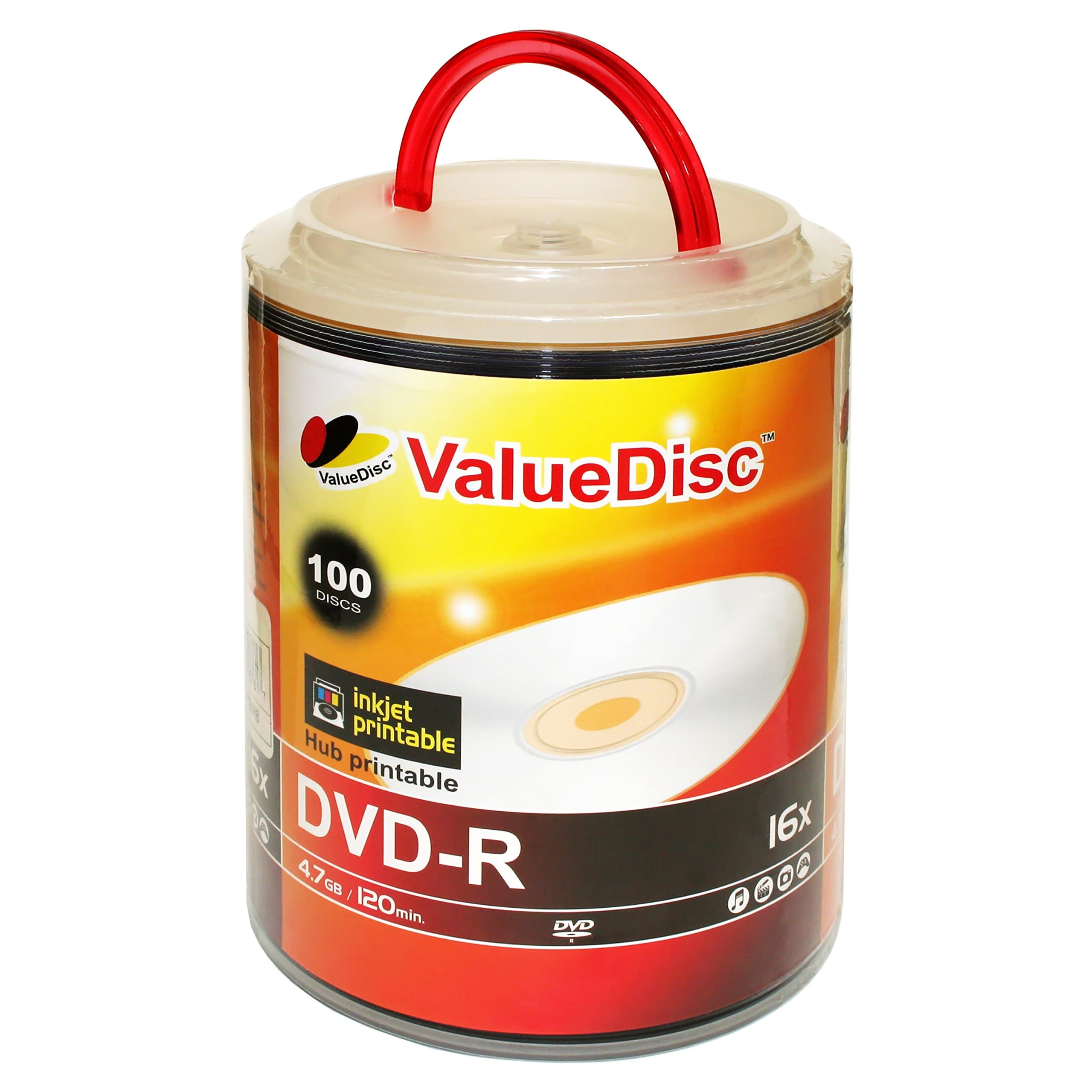 AAA grade Value Disc DVD-R 4.7G 16X White Inkjet Printable 100 Pack in Spindle