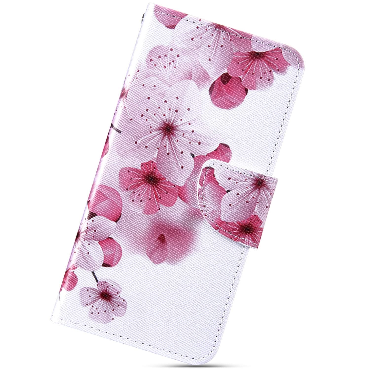 Samsung Galaxy Note 8,KunyFond for Samsung Galaxy Note 8 Wallet Case,Painted Cute Pattern PU Leather Flip Wallet with [Card Slots][Magnetic Closure] Stand Function TPU Inner Stand Case,Peach Blossom