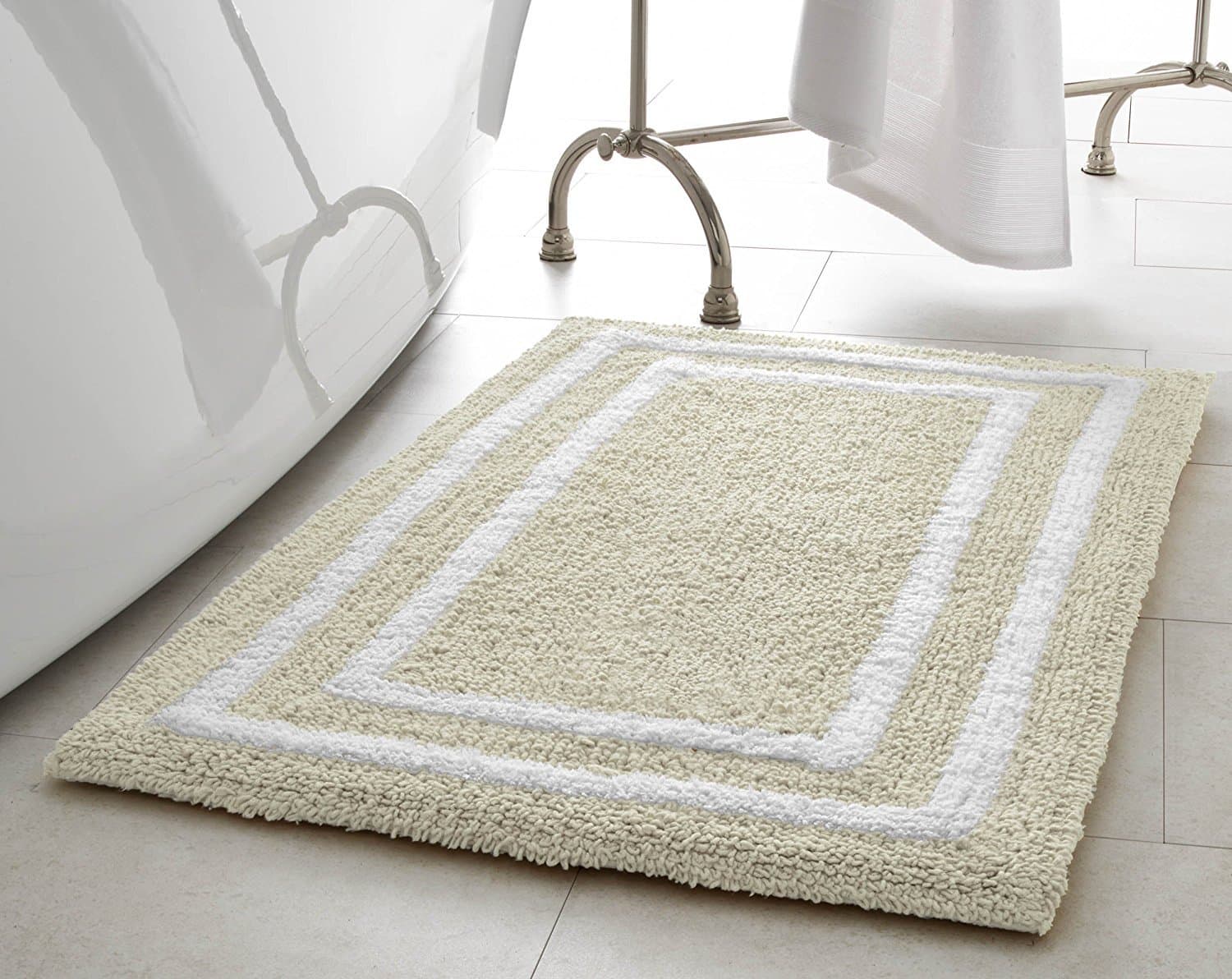 Nothing Beyond Tablet Double Border Bath Rugs Collection, Color -Berber, Size - 53 x 86 cm.