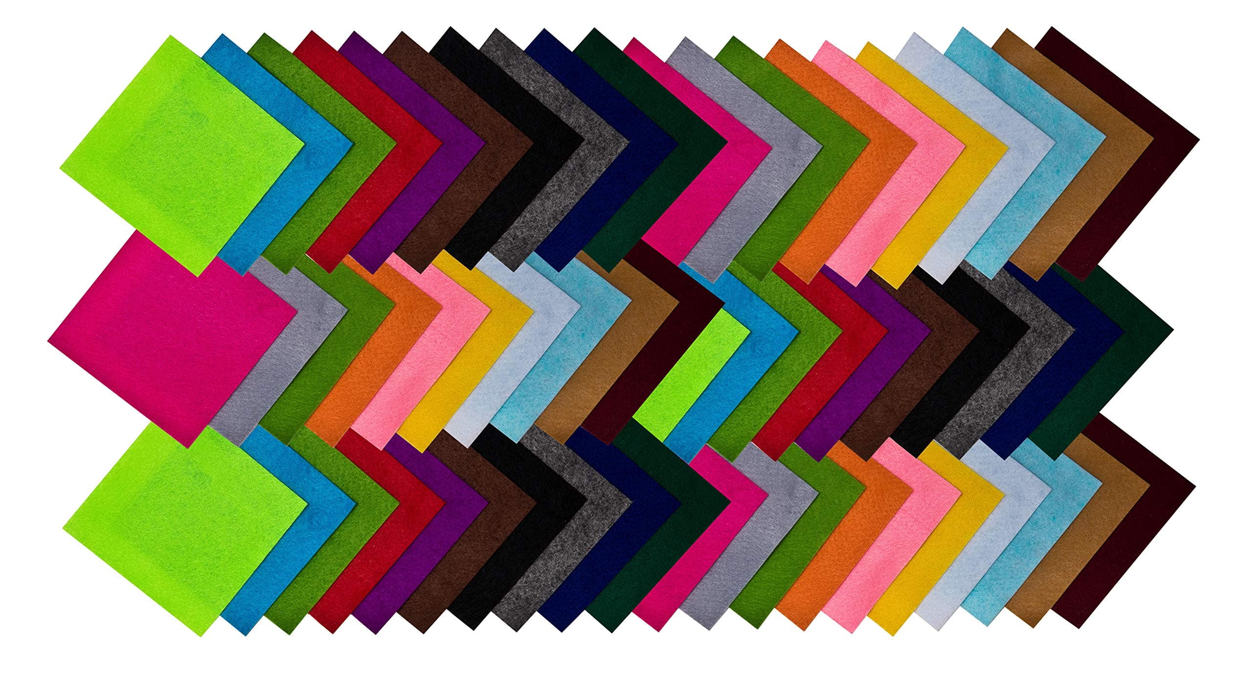 Edukit Felt Fabric Sheets; 60 per Pack; 20 Assorted Colours, Squares10x10cm/4x4 Inches - Perfect for DIY Craftwork and Sewing Supplies