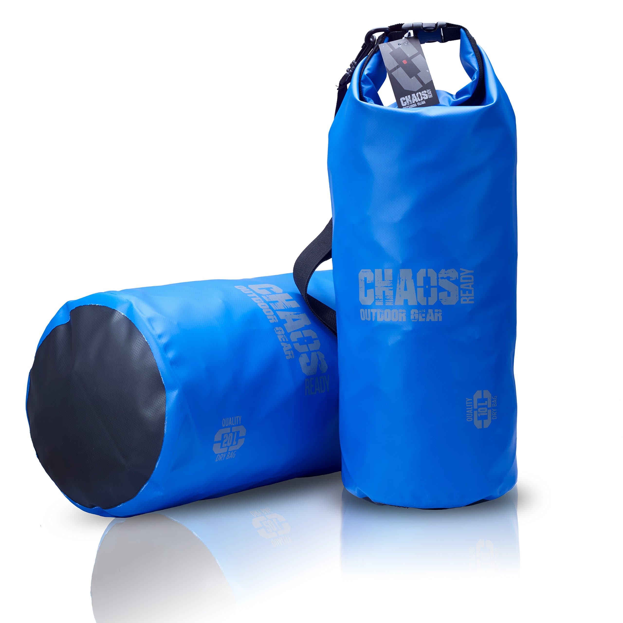 Chaos Ready Dry Bag – Waterproof Float Sack with Adjustable Shoulder Strap (10L & 20L) Premium Quality – Heavy Duty for Canoeing, Kayaking, Paddle Board, Boating, Camping, Rafting, Pool or Beach