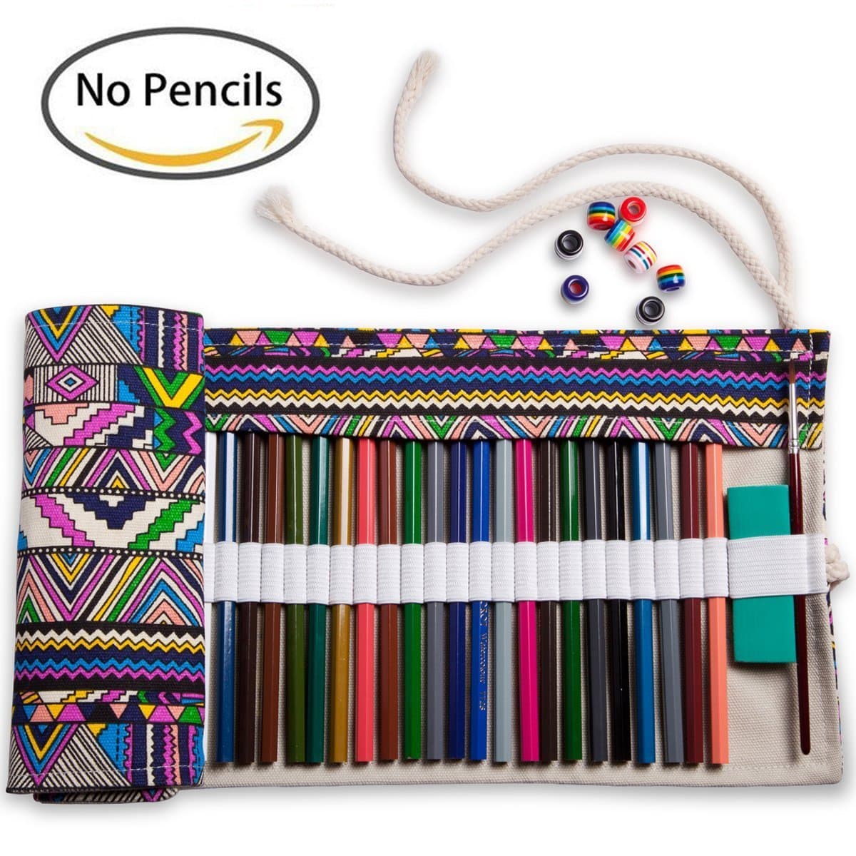 Artify 48 Colored Pencil Roll Up Canvas Wrap Holder Case| Anti-Pilling Design and Thick Canvas| Environmental-Friendly Material (Pencils are not Included)