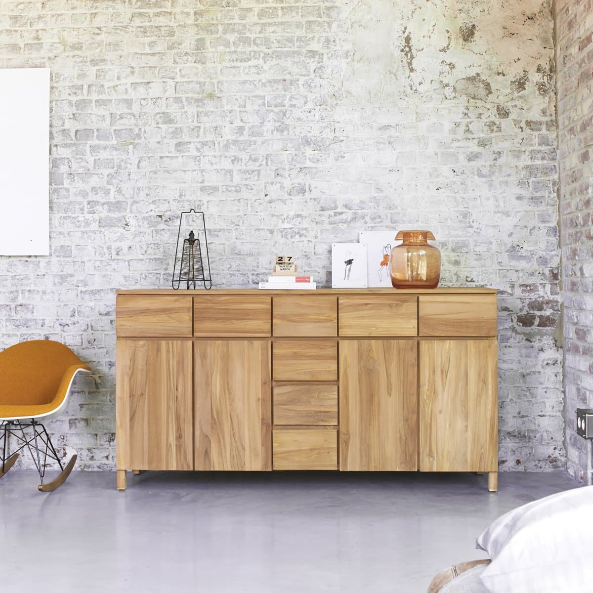 Solid Teak Wood Sideboard Buffet Storage Cabinet Living Room Dining Room Office