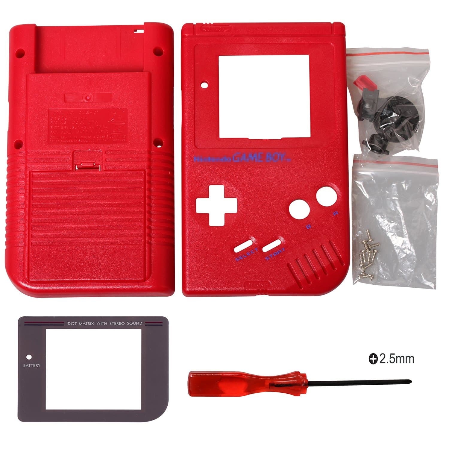 Timorn Gameboy Shell Replacement Replacement Housing Shell Case Cover Compatible with Nintendo Gameboy GB Console (Red)