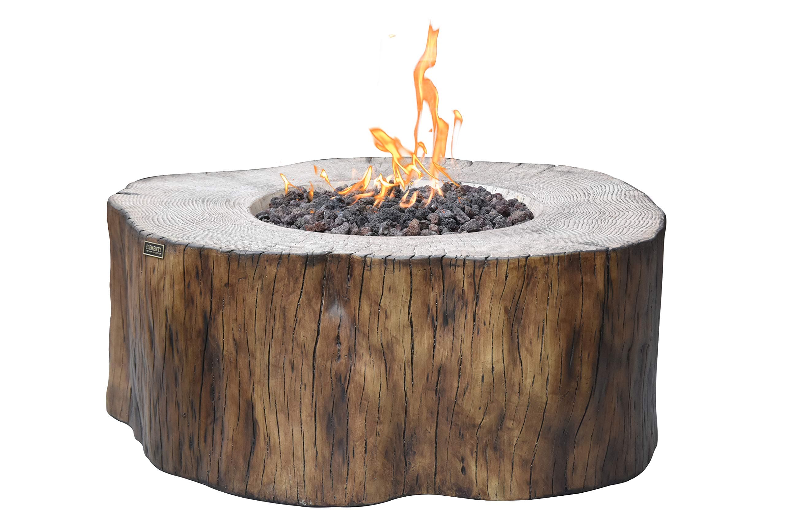 Elementi Manchester Outdoor Fire Pit 42 Inches Round Firepit Table Concrete Patio Heater Electronic Ignition Backyard Fireplace Cover Lava Rock Included Natural Gas