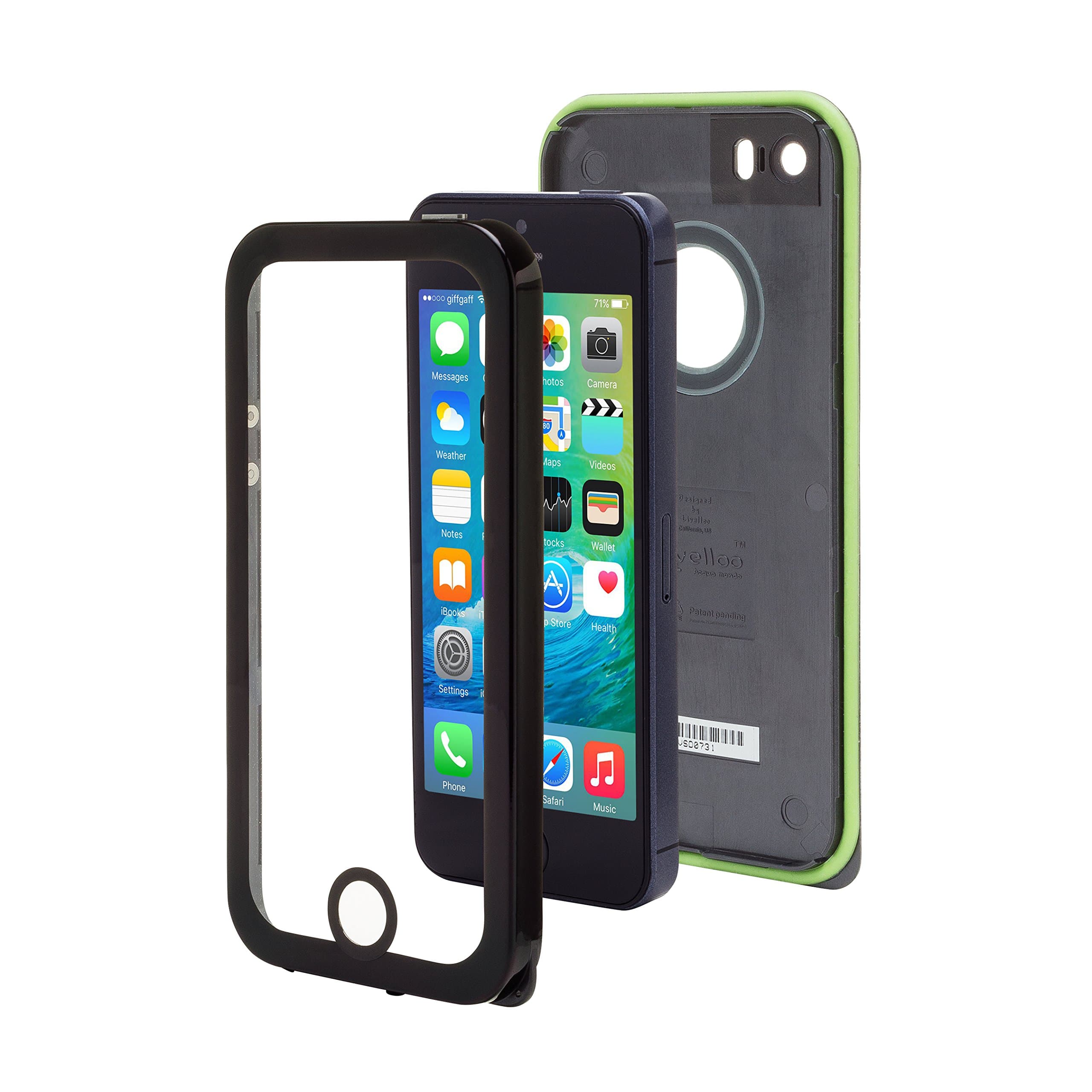 iPhone SE Waterproof Case, iPhone 5/5s Waterproof Case - Livelloo Mermaid 5 (Dive-proof to 80 Feet Under Water, Slim 0.4" Thick, TouchID Compatible) - Black