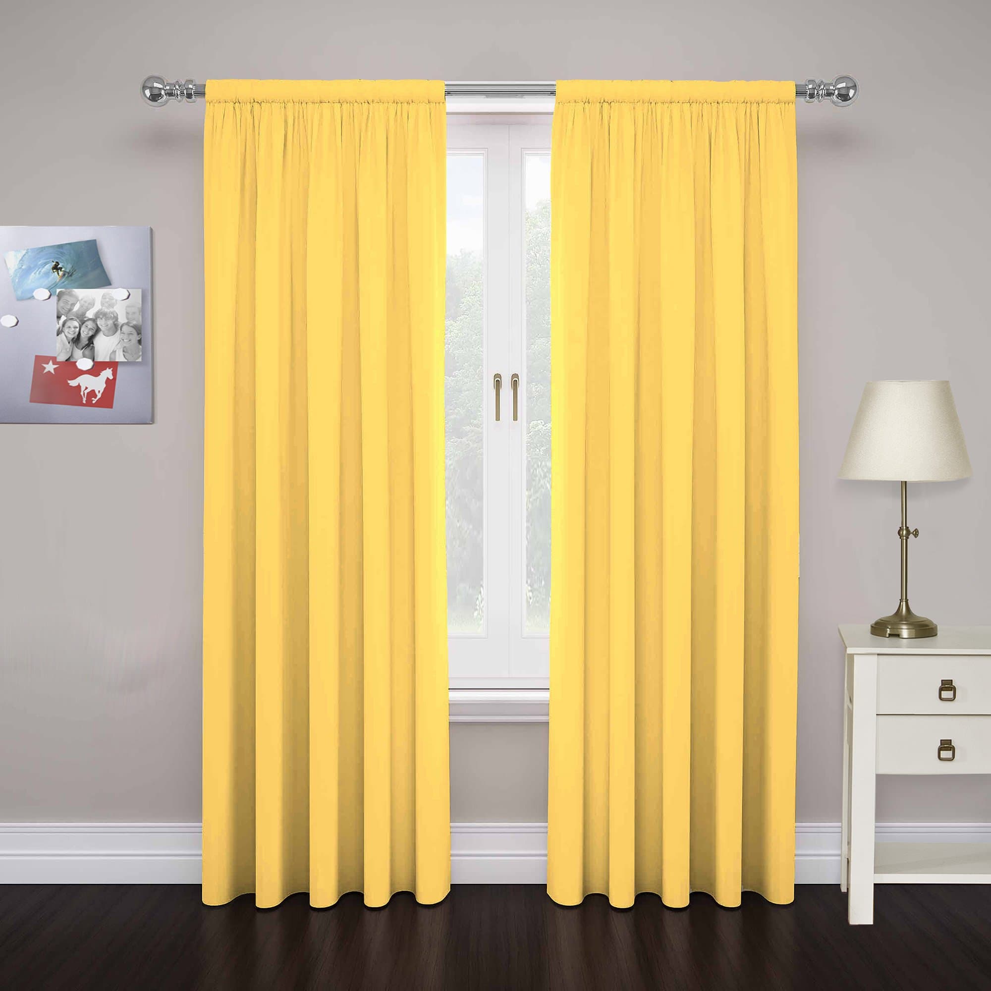 Eclipse Cadenza Microfiber Rod Pocket Panel Pair, Light Filtering Window Curtains, 54 in long x 40 in wide, (2 Panels), Mimosa