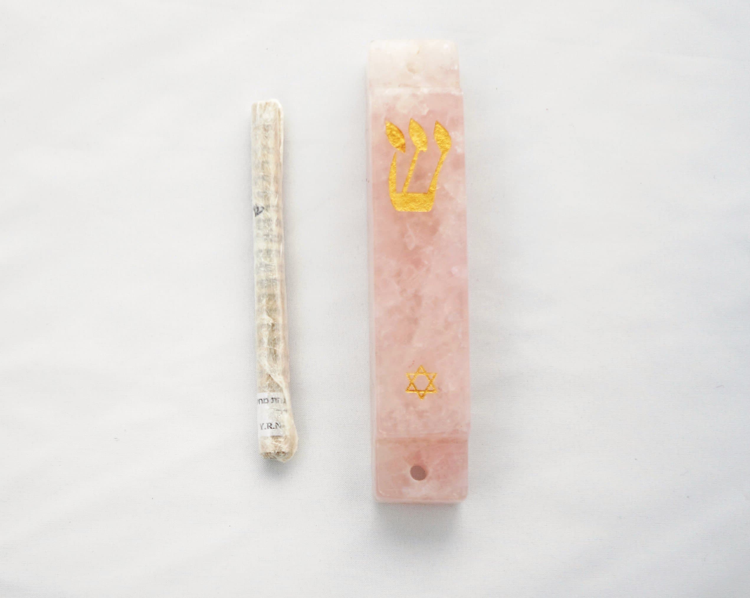 Rose Quartz Mezuzah Case