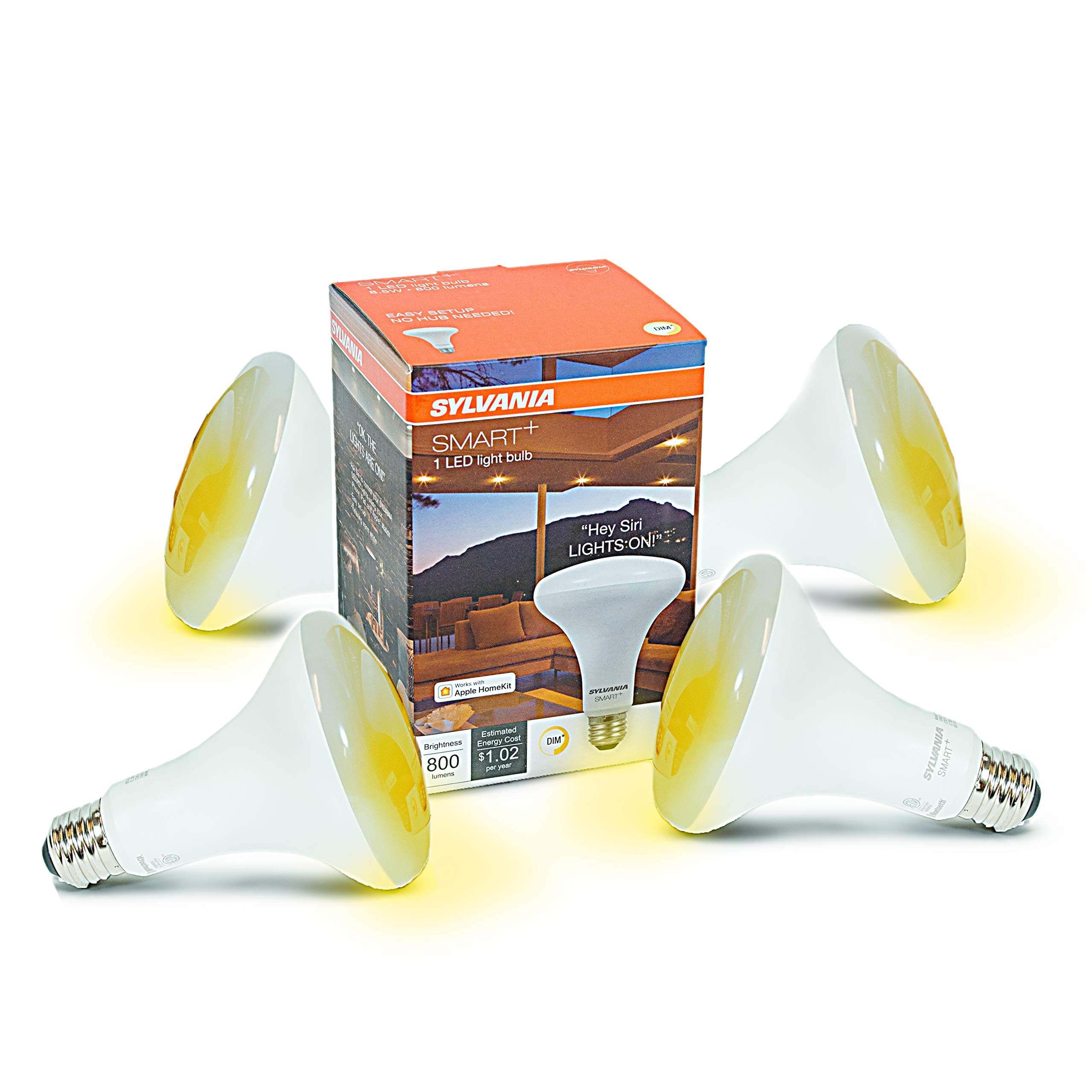 Sylvia Smart+ Bluetooth Soft White BR30 Bulb MediumBase 65 W Equivalent Dimmable Works with Apple HomeKit, Pack, 75582