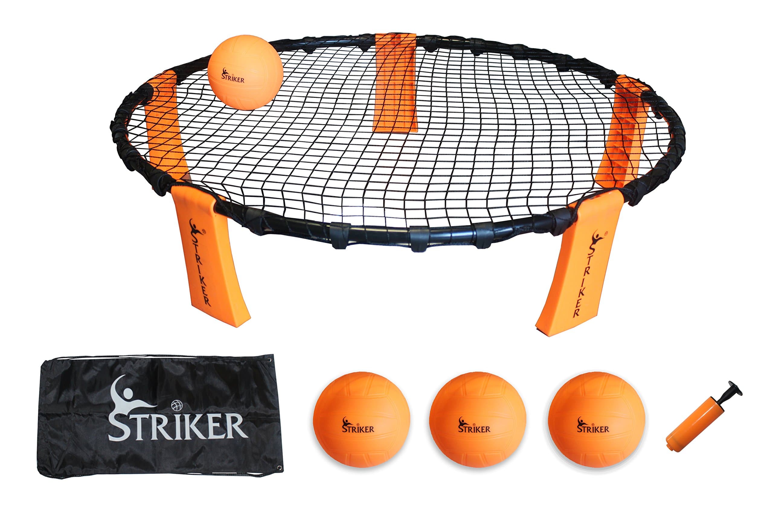 Striker Beach Volleyball Spike Game | Includes Ball (3) Net & Pump & Carry Bag | Exciting Fast Paced Outdoor Lawn Games | Perfect for Backyard, Beach, Tailgate | Fun for Kids Adults Family