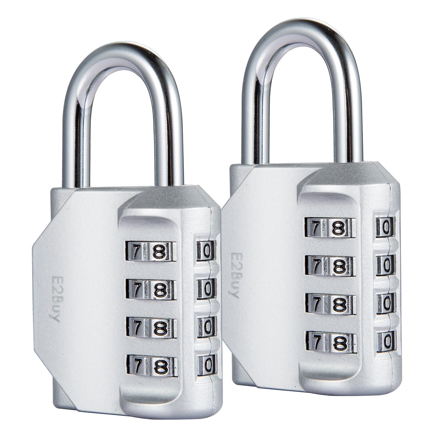 Diyife Weatherproof Combination Lock, [2 Pack] 4 Digit Padlock for School Gym Locker, Filing Cabinets, Toolbox, Case,Silver