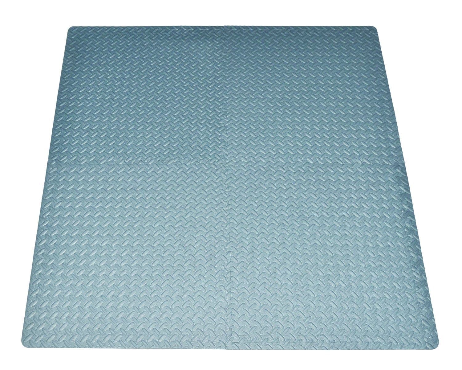 POCO DIVO 16-Square-ft Grey Exercise Mat Anti-Fatigue Interlocking Puzzle EVA Foam Floor Proctecting 4-Tile with 8-Border