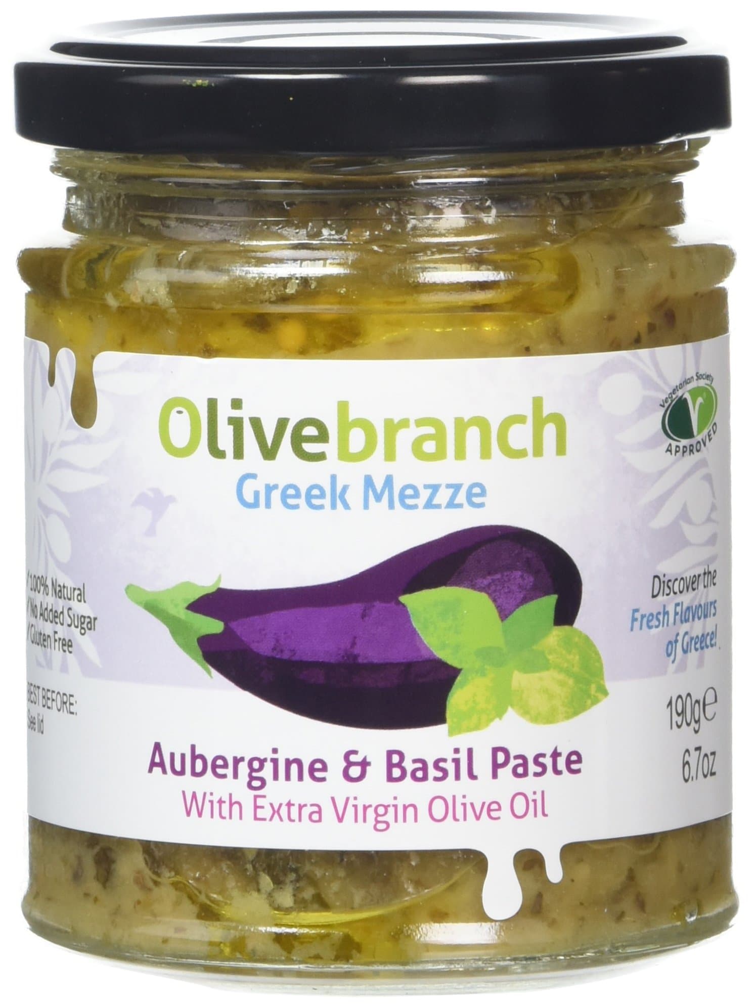 Olive Branch Aubergine and Basil Paste 190 g (Pack of 2)