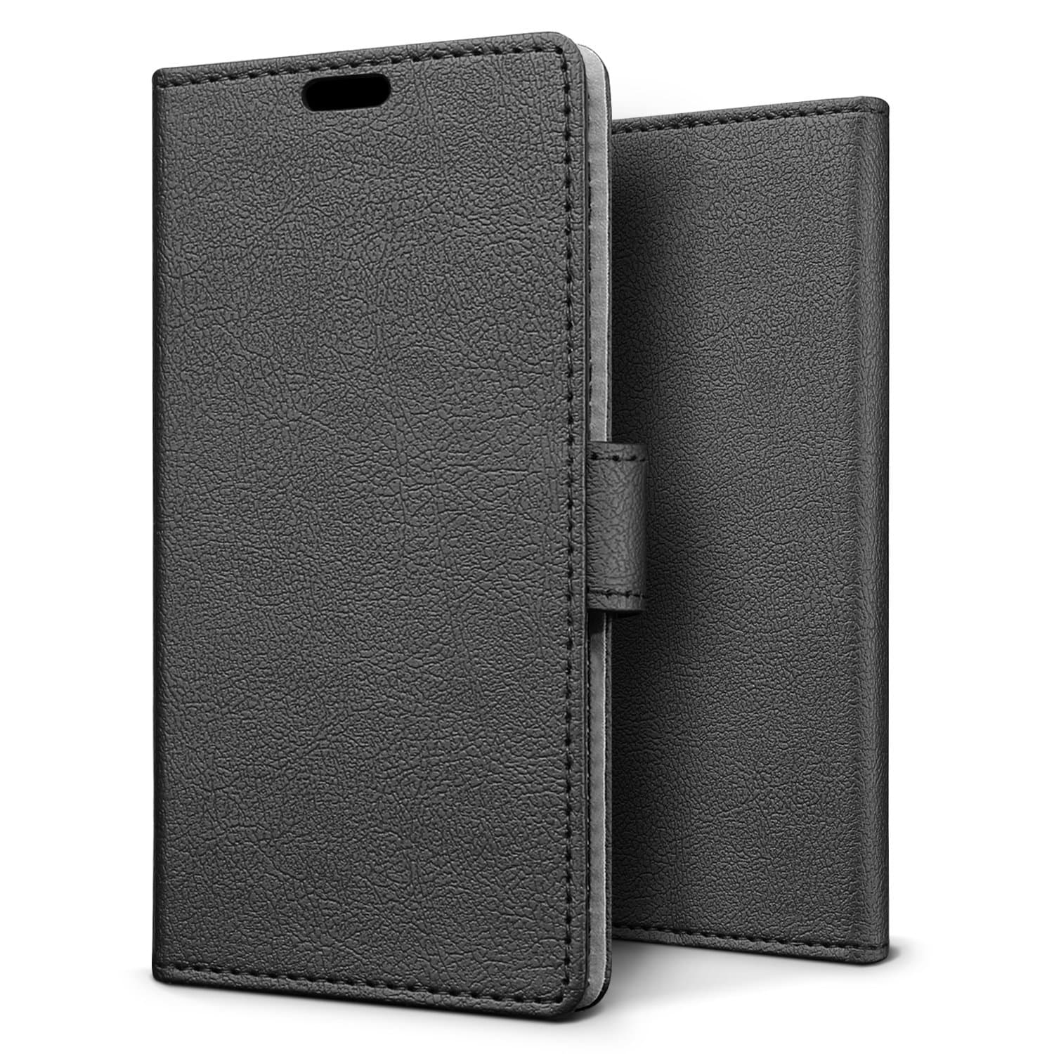 Nokia X5 / 5.1 Plus Case - SLEO Luxury Slim PU Leather Flip Protective Magnetic Wallet Cover Case for Nokia X5 / 5.1 Plus with Card Slot and Stand Feature - Black