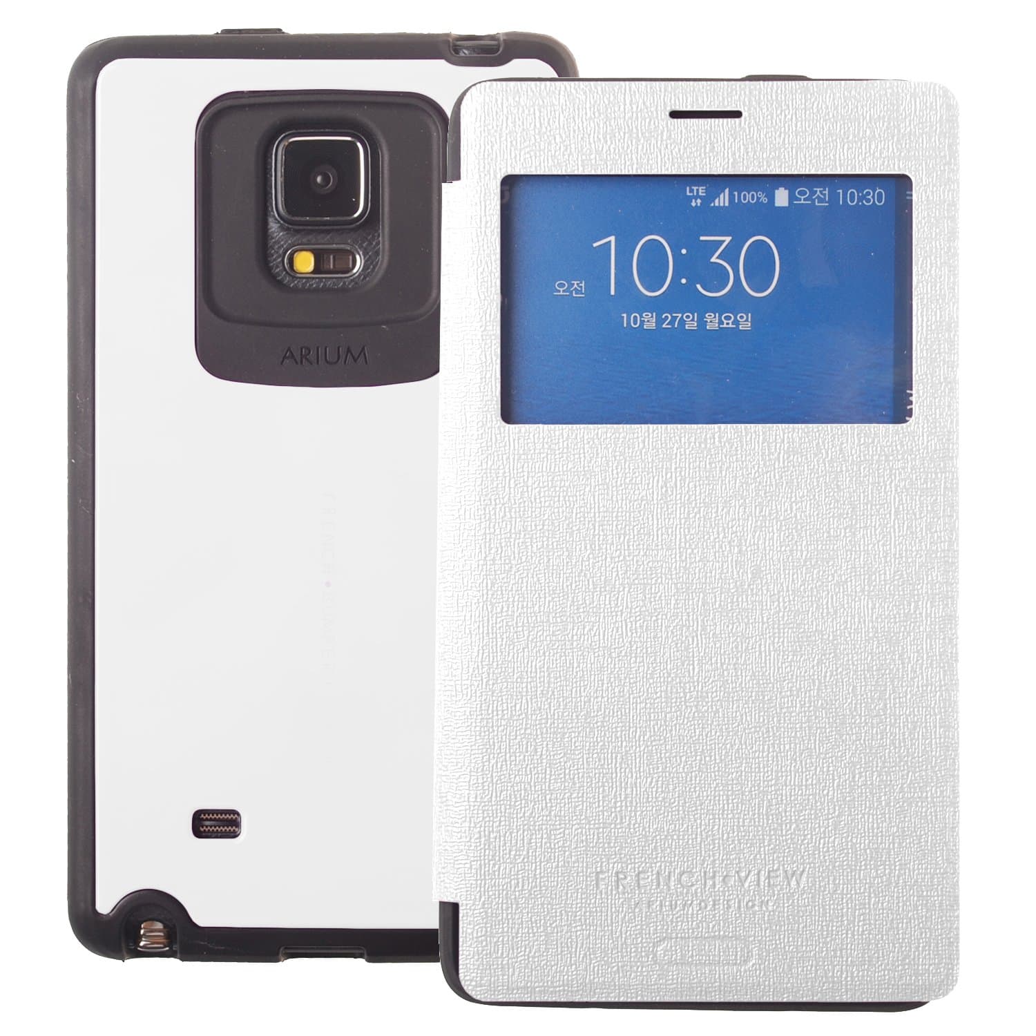 Note Edge Case, [Drop Protection] French Bumper [View Window] Flip Cover [Shock Absorption] CaseTPU Jelly + Synthetic Leather for Galaxy Note Edge N9150 (White)