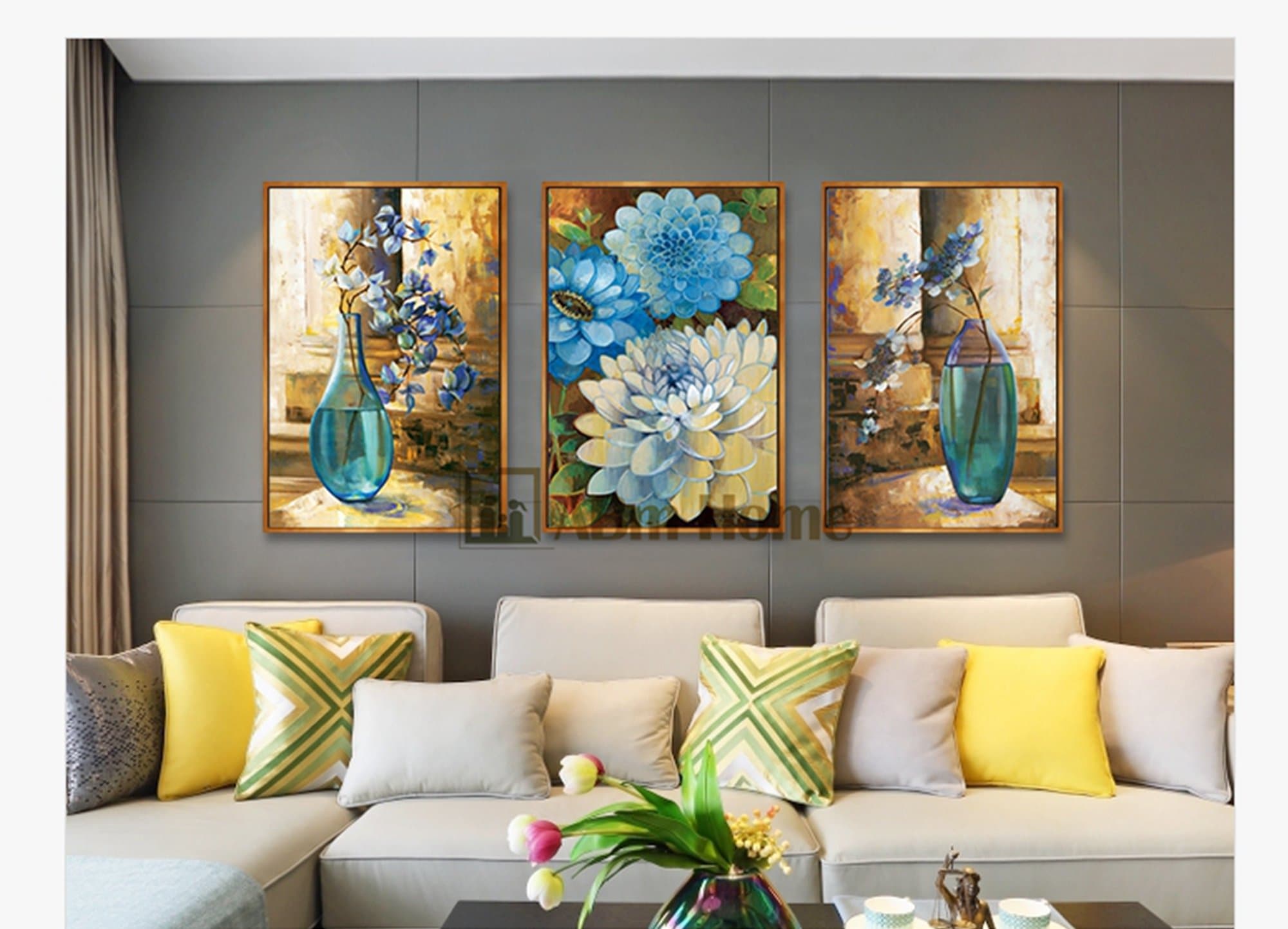 ABM Home -( 3pcs set Wall Art, Large Wall Picture Frame, Vintage Style,Framed Canvas, Large Poster (Light Oak A)