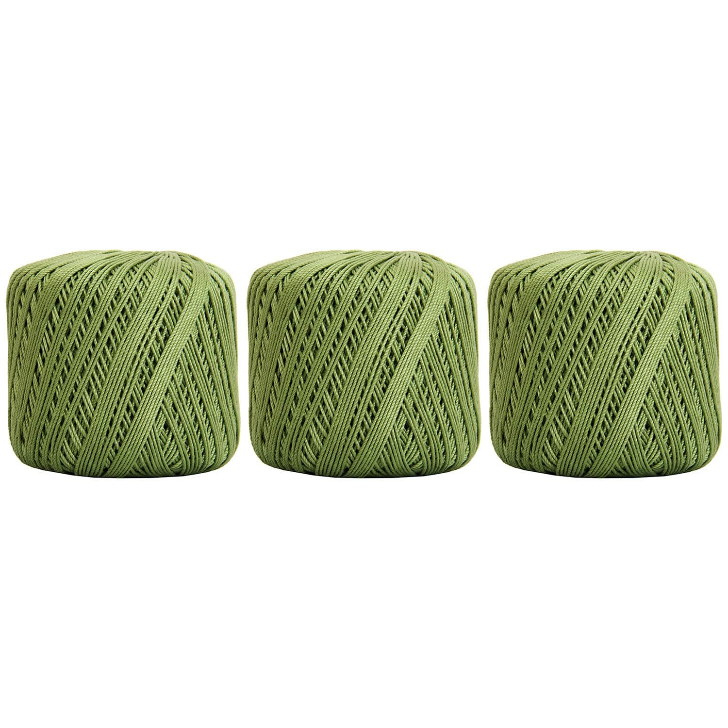 3 Ball Pack Threadart 100% Pure Cotton Crochet Thread - SIZE 3 - Color 10 - AVOCADO -2 sizes 27 colors available