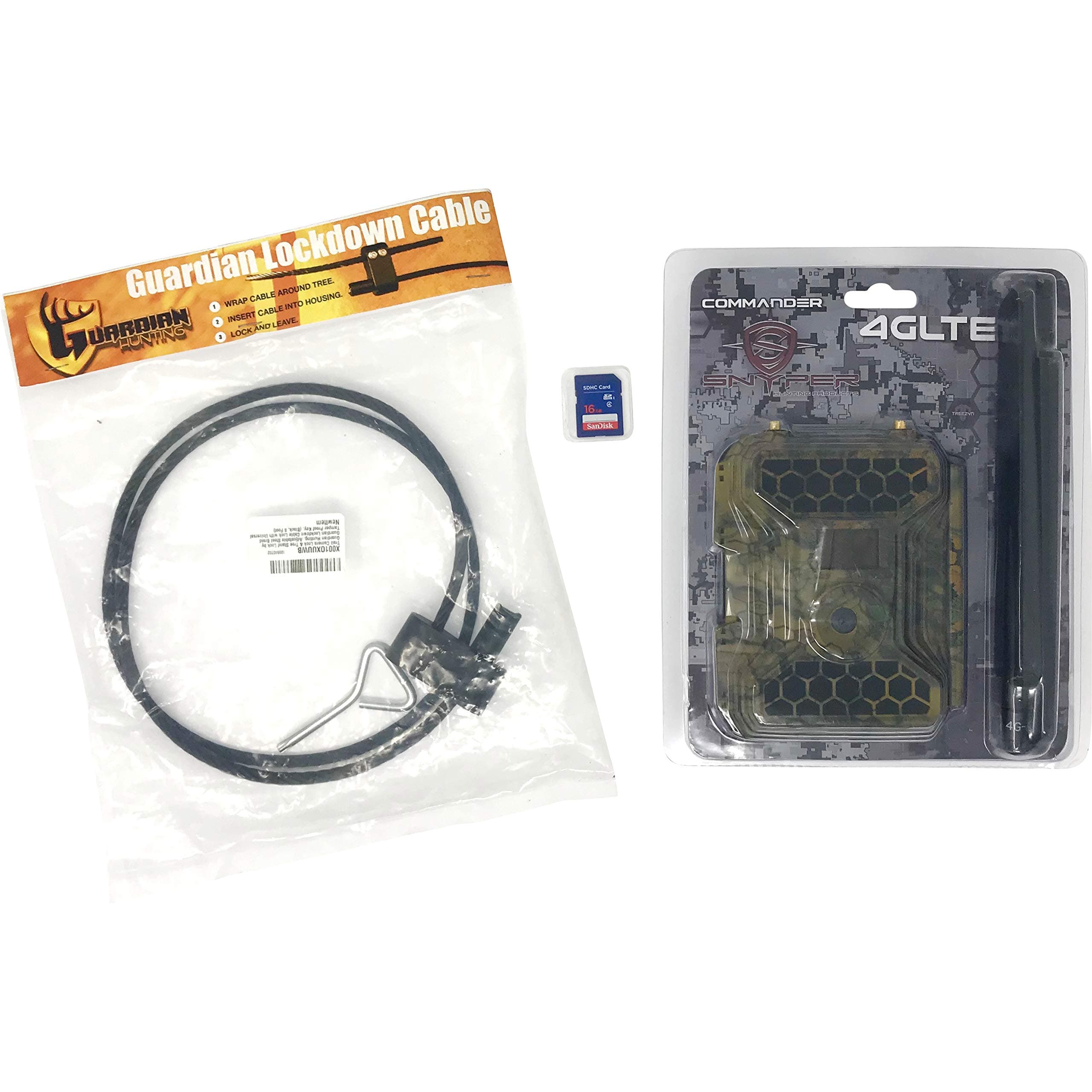 Snyper Hunting Products Commander 4G LTE Cellular Trail Camera Bundle with Cable Lock and SD Card