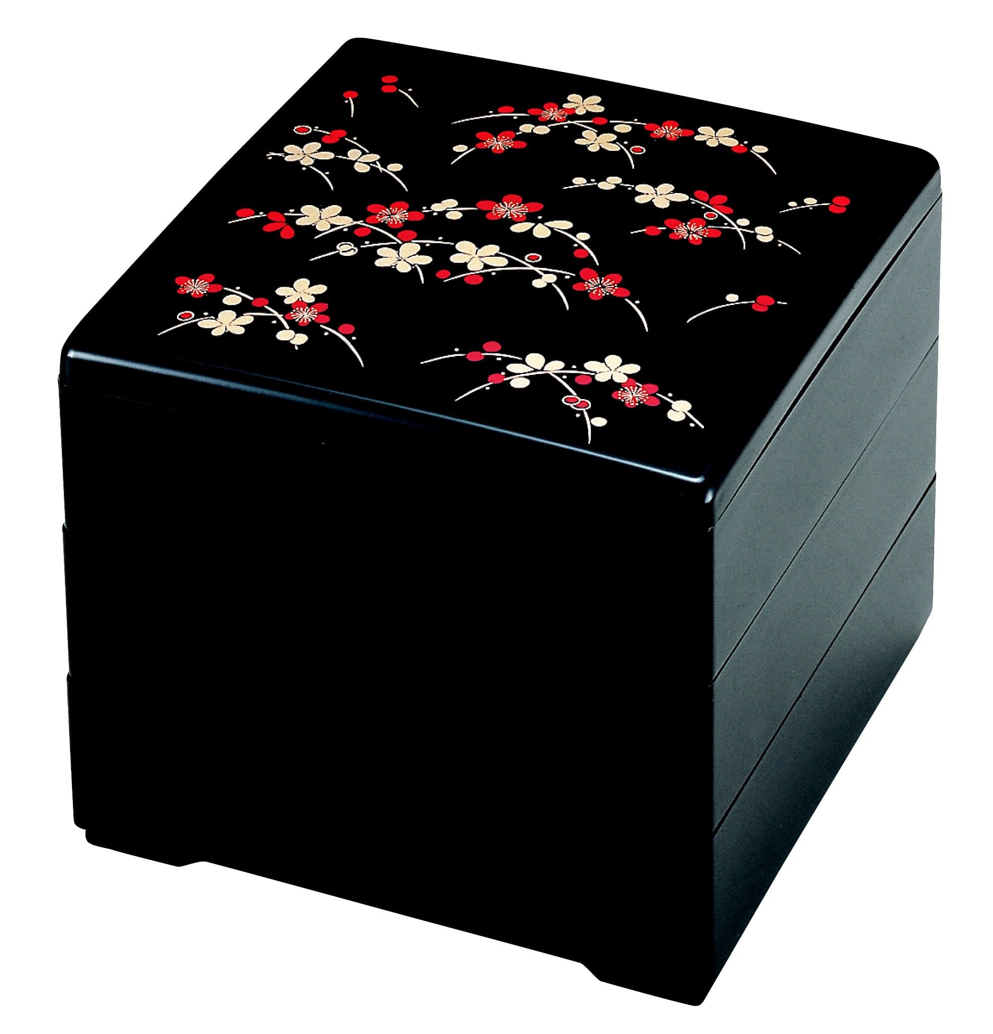Lacquerware Three-stage Boxes Black Plum flower H-156-5A