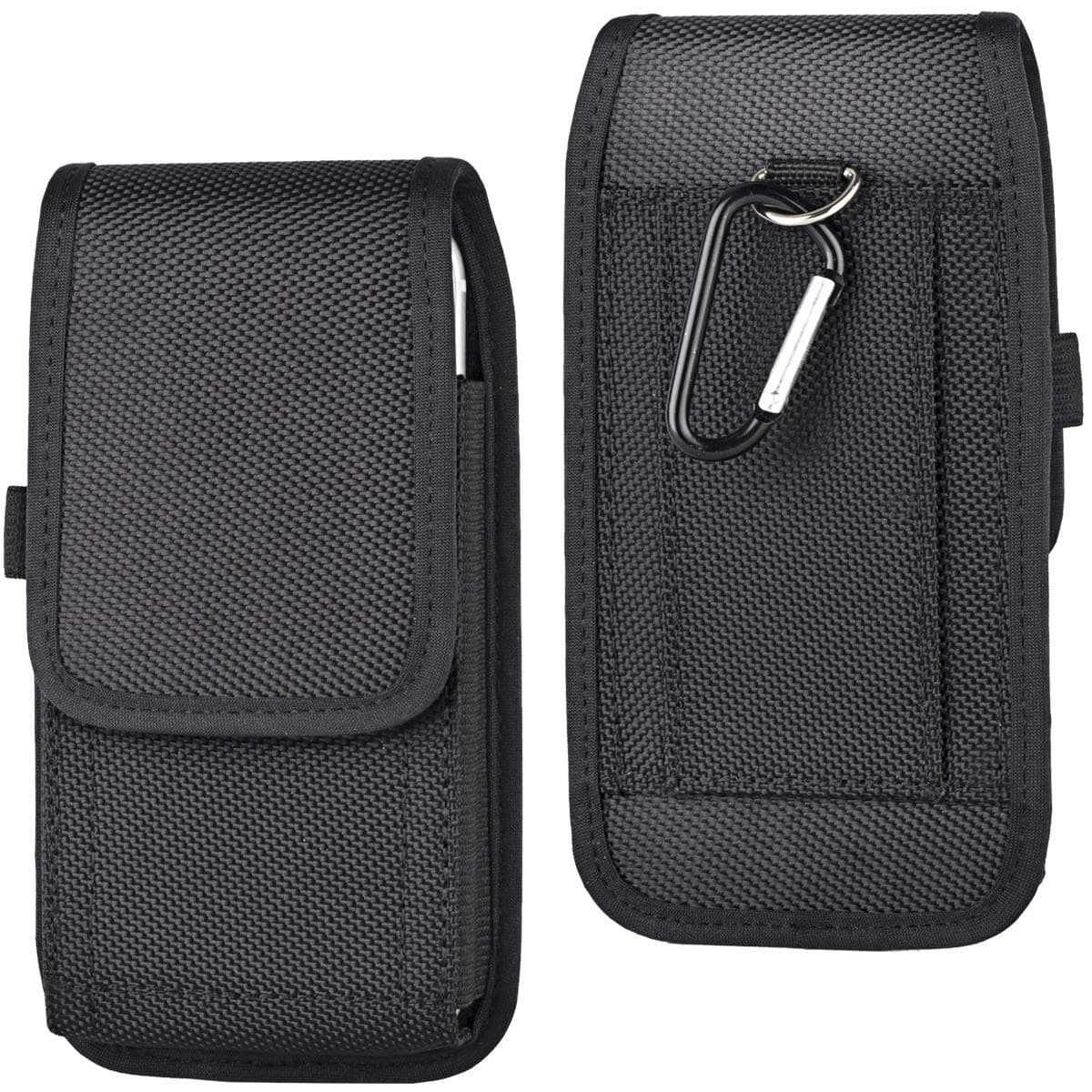 Vertical/Horizontal Belt Loop Holster Case Pouch Phone Holder w Carabiner Clip for iPhone 11 Pro Max, LG V50 V40 ThinQ V20 Stylo 5/4, Redmi Note 7 Mi A2 Mi 9, OnePlus 7 Pro 6T, Huawei Y7 Honor 8X