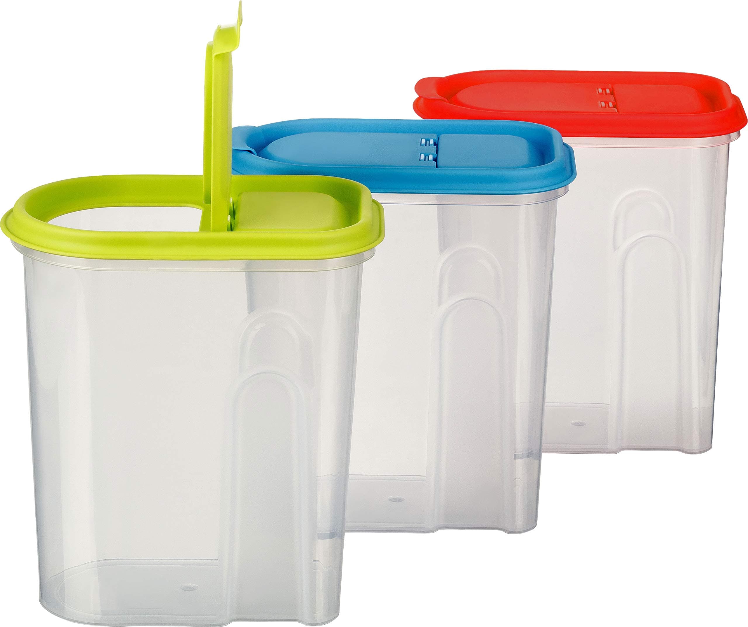 Kigima Muesli Cornflakes Bulk Box Large Storage Container 2 liter set of 3 Green/Blue/Red