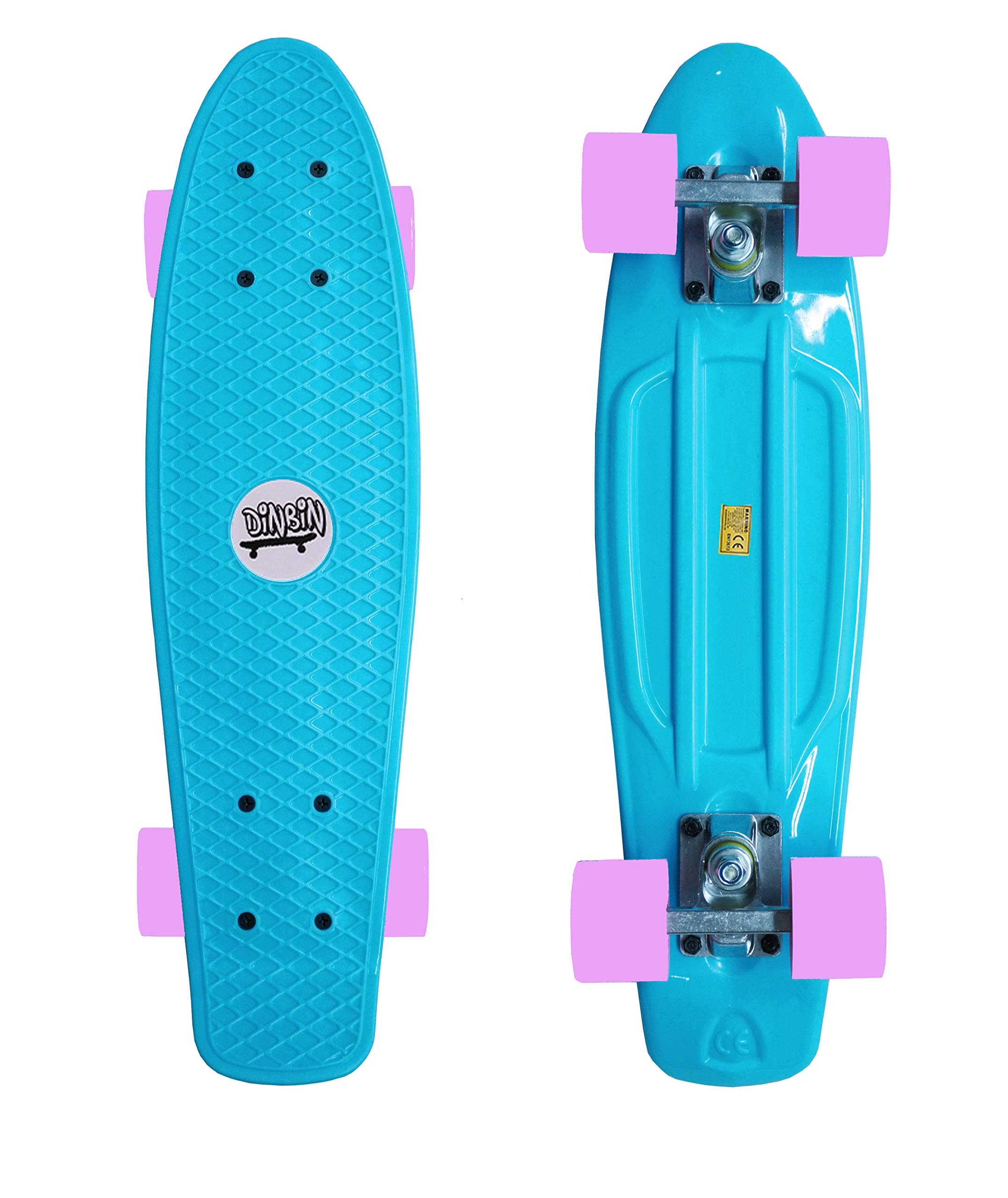 DINBIN Complete Highly Flexible Plastic Cruiser Board Mini 22 Inch Skateboards for Beginners or Professional with High Rebound PU Wheels