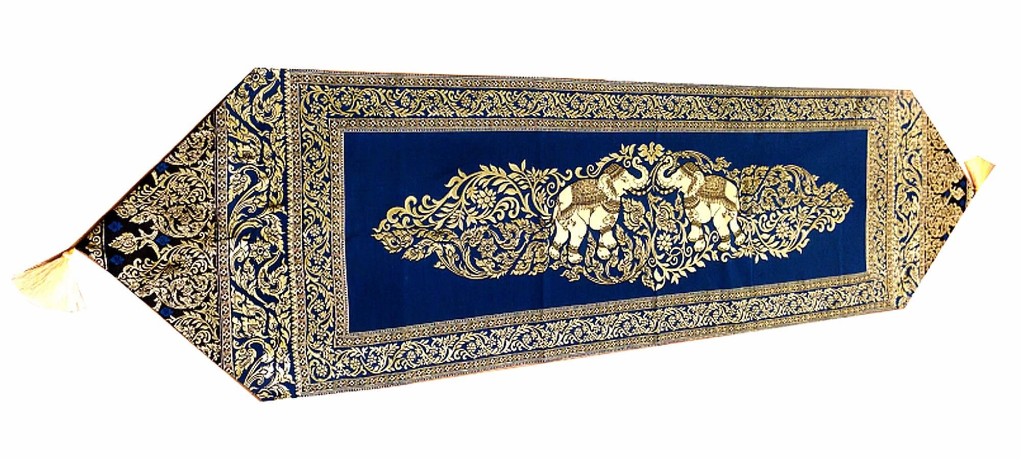 HOME DECORATIVE THAI SILK TABLE/BED RUNNER (PERSIAN BLUE ELEPHANT)