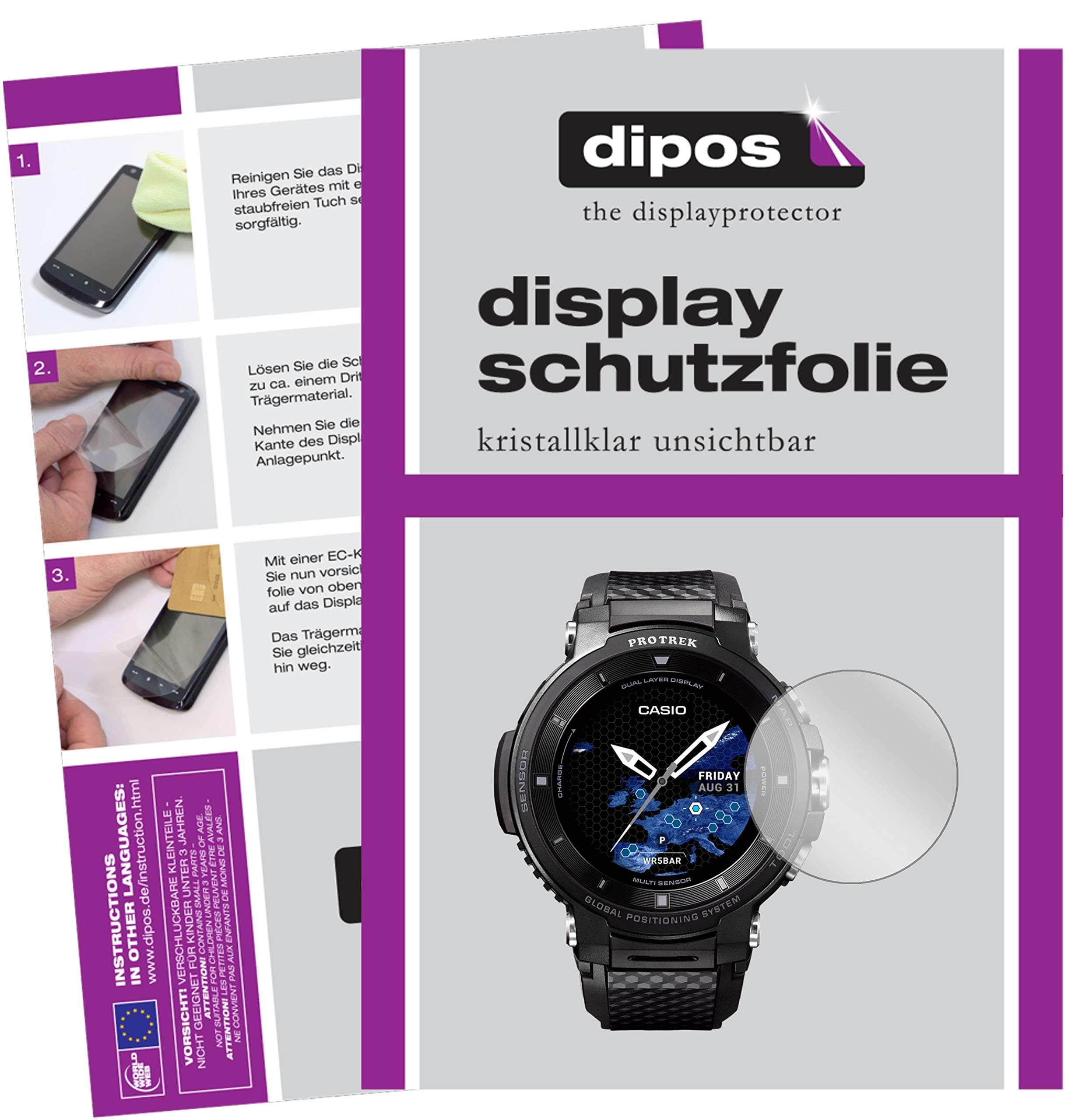 dipos I 6x Screen Protector compatible with Casio Pro Trek smart WSD-F30 Protection Films clear