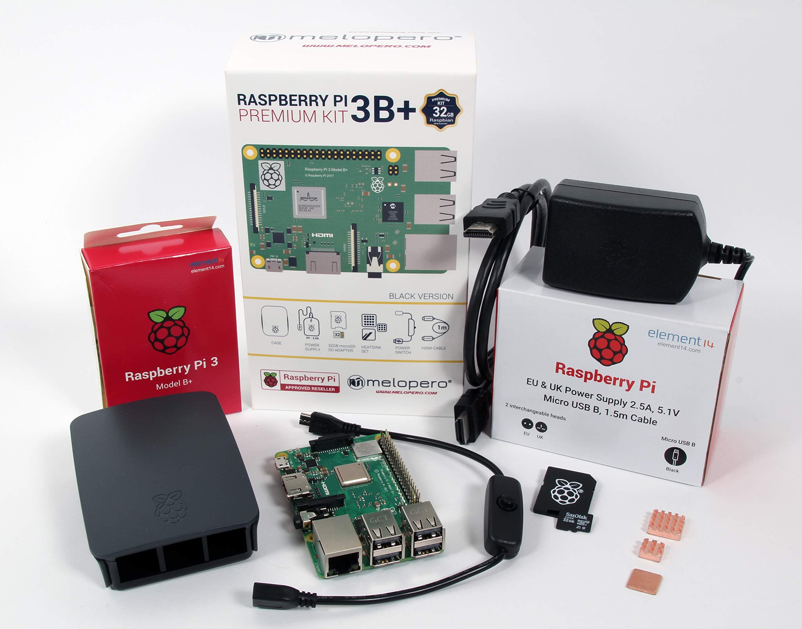 Raspberry Pi 3 Model B+ Official Premium Kit BLACK 32GB (with Raspbian)