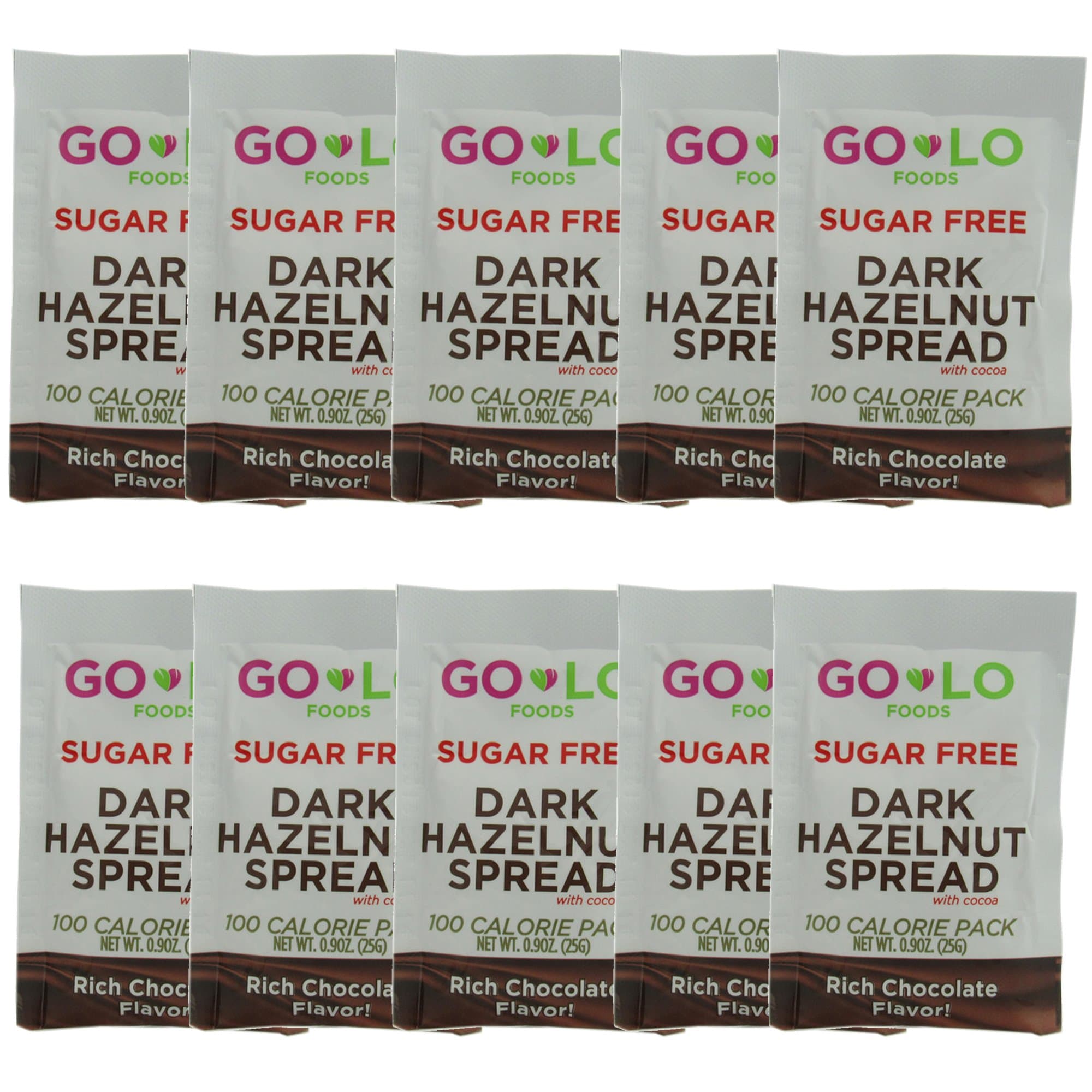 Go Lo Dark Hazelnut Spread 100 Calorie Squeeze Pack - 10 Count