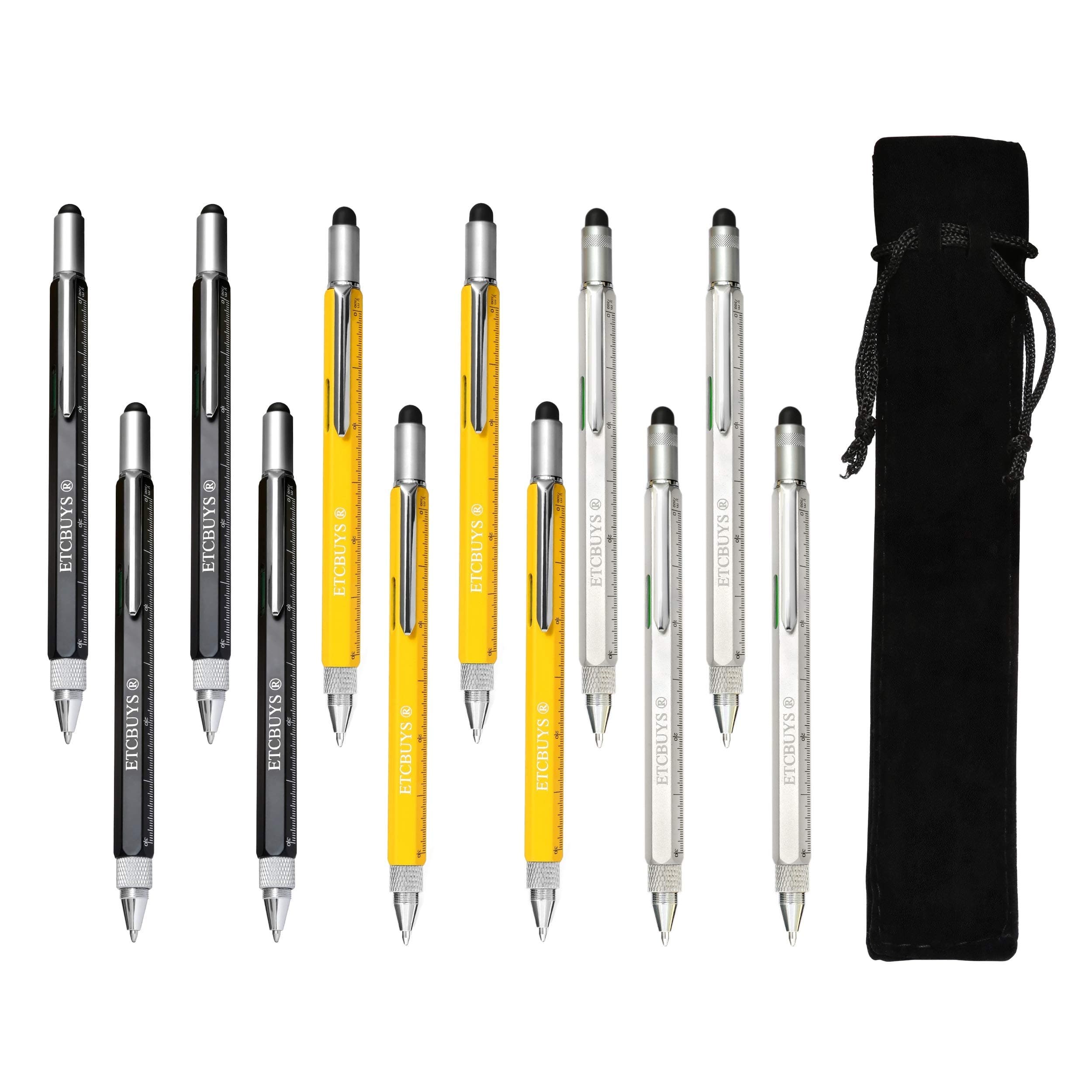 ETCBUYS Screwdriver Pen Pocket Multi-Tool 6 in 1 - Multi-Functional & Sturdy Aluminum DIY Tool with Screwdriver Stylus Bubble Level Ruler & Phillips Flathead Bit Unique Gift