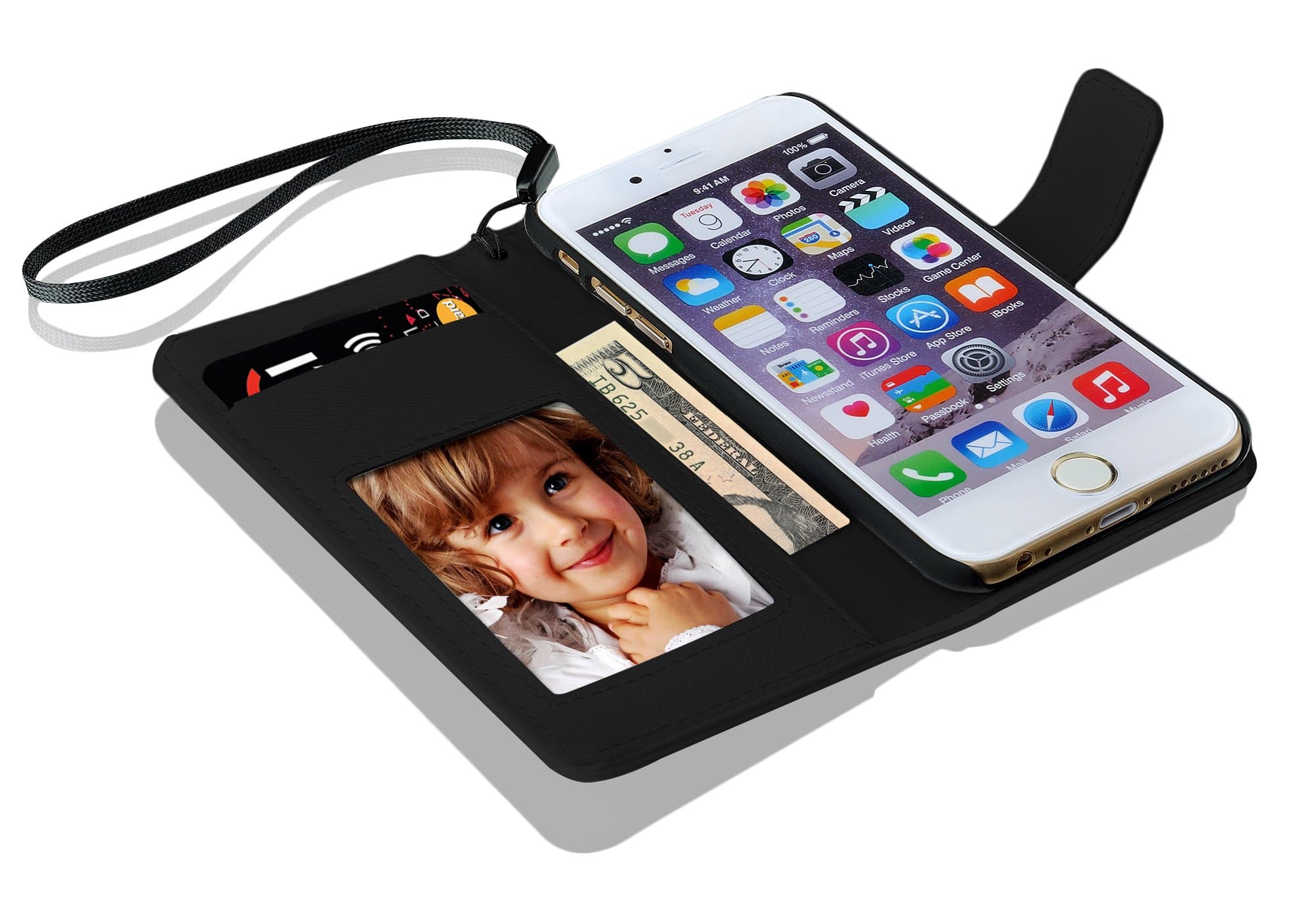 Olympian Tech Iphone 6 Leather Wallet Case – Durable Wallet Case for iPhone 6 (4.7inch) – Authentic Leather iPhone 6 4.7 in Case (Black)