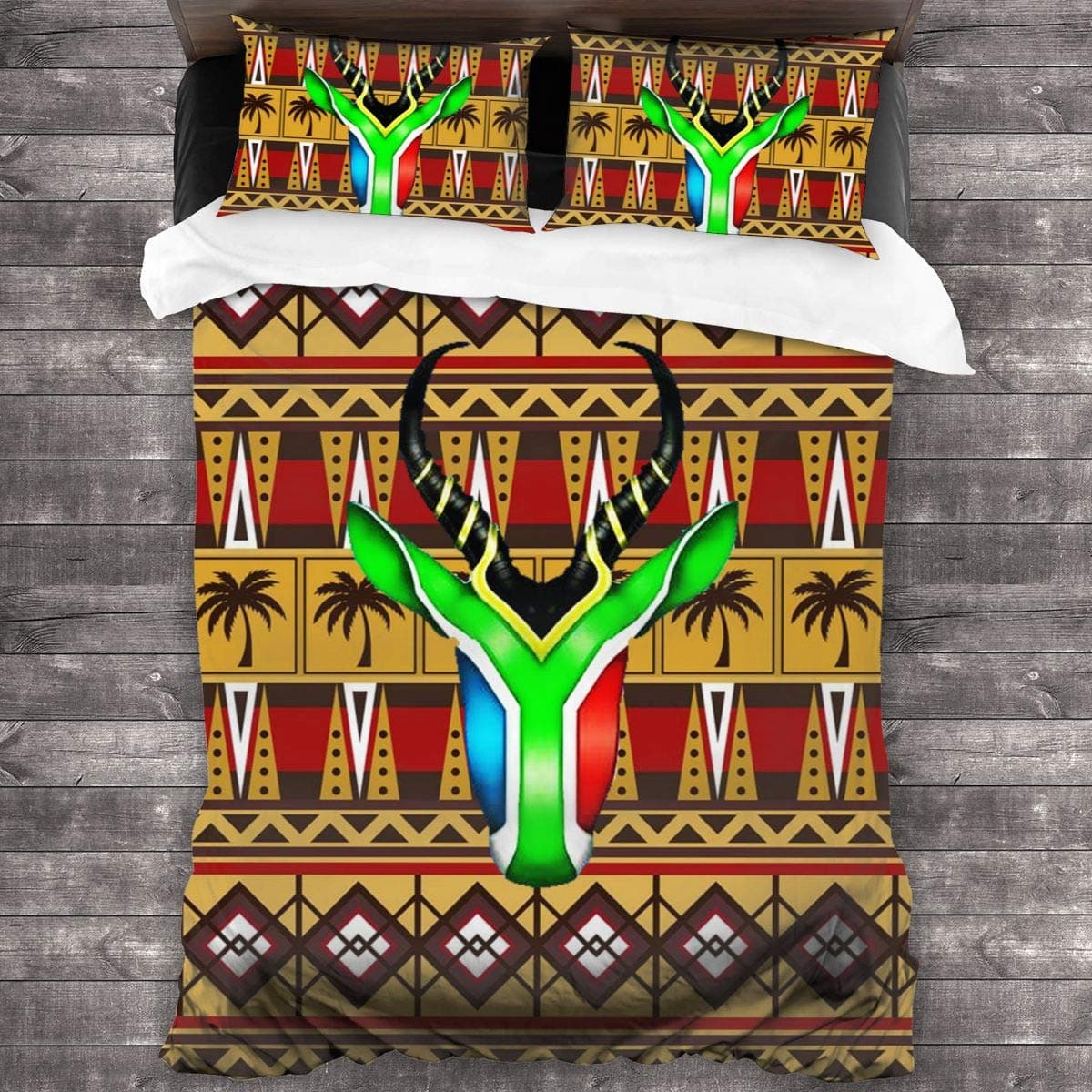 SAIKOUNOYA Springbok Flag Skull Pattern Bedding Sheet Set Soft 3-Pieces Bed Sets Comfortable Duvet Cover + 2 Pillowcases 86"x70"