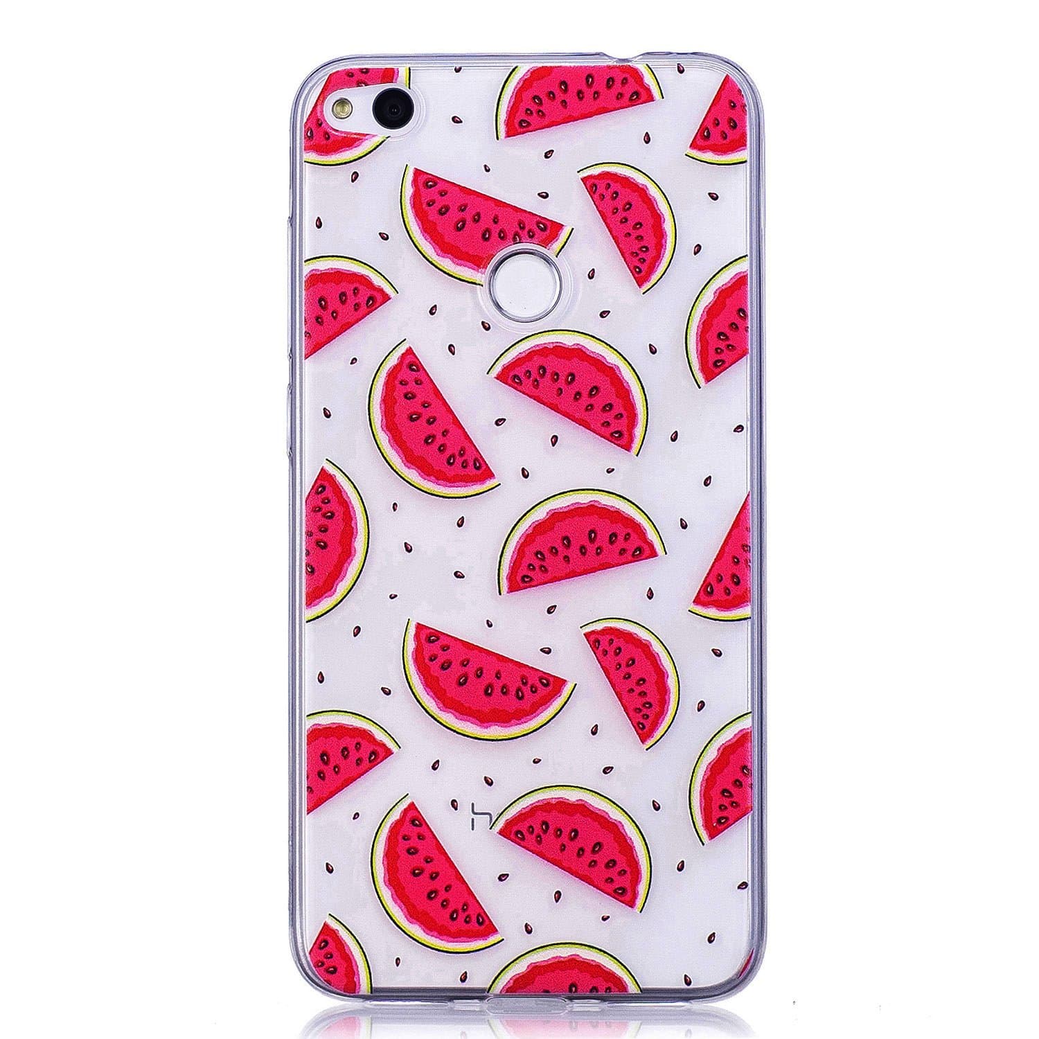 Huawei P8 Lite 2017 Case/Honor 8 lite Case +[Free Screen Protector],MEECase Transparent Soft Rubber Silicone Gel TPU Bumper Ultra Thin Colourful Print Design Protective Case(Watermelon)