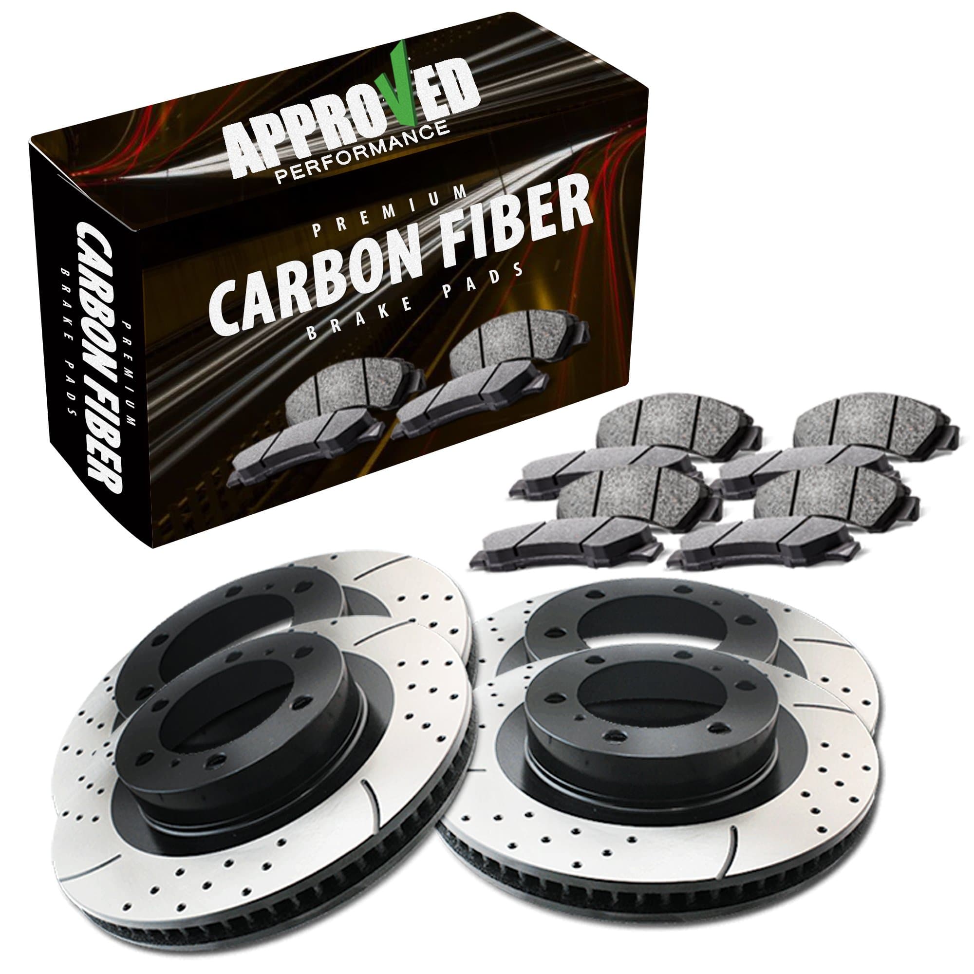 Approved Performance J28096 - [Front & Rear Kit] Performance Drilled/Slotted Brake Rotors and Carbon Fiber Pads